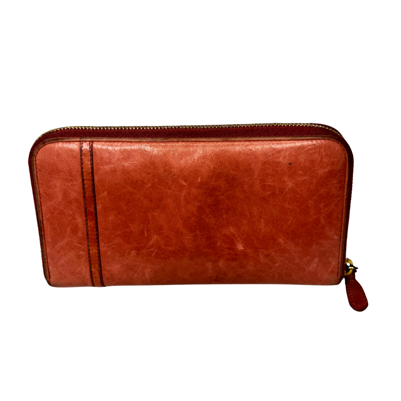 Prada Pink Leather Long Wallet with Zip Coin Compartment