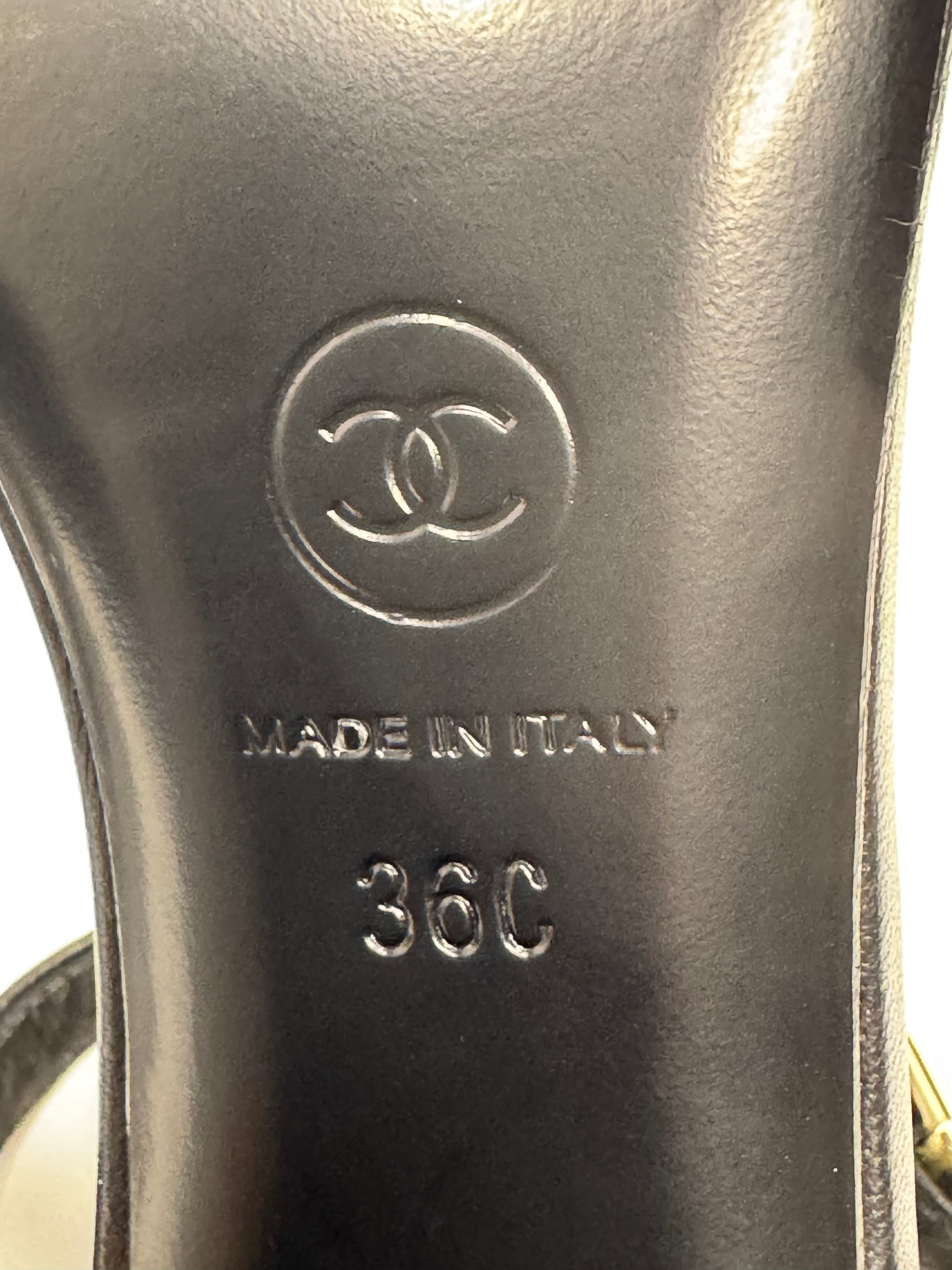 Chanel Black Lambskin Leather Classic Sandals – Size 36C