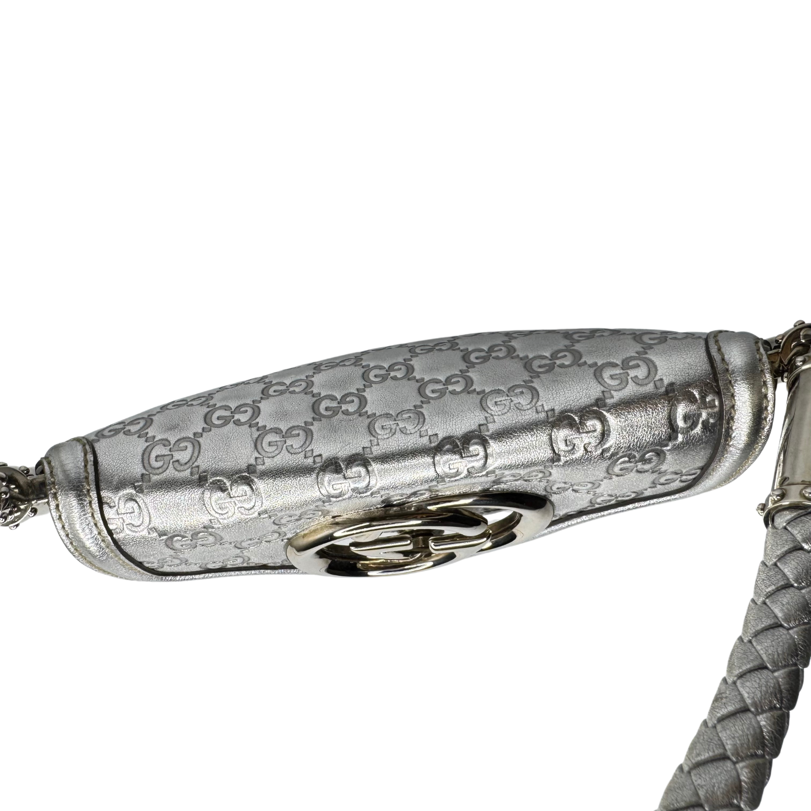 Gucci Guccissima Small Britt Tassel Shoulder Bag – Silver