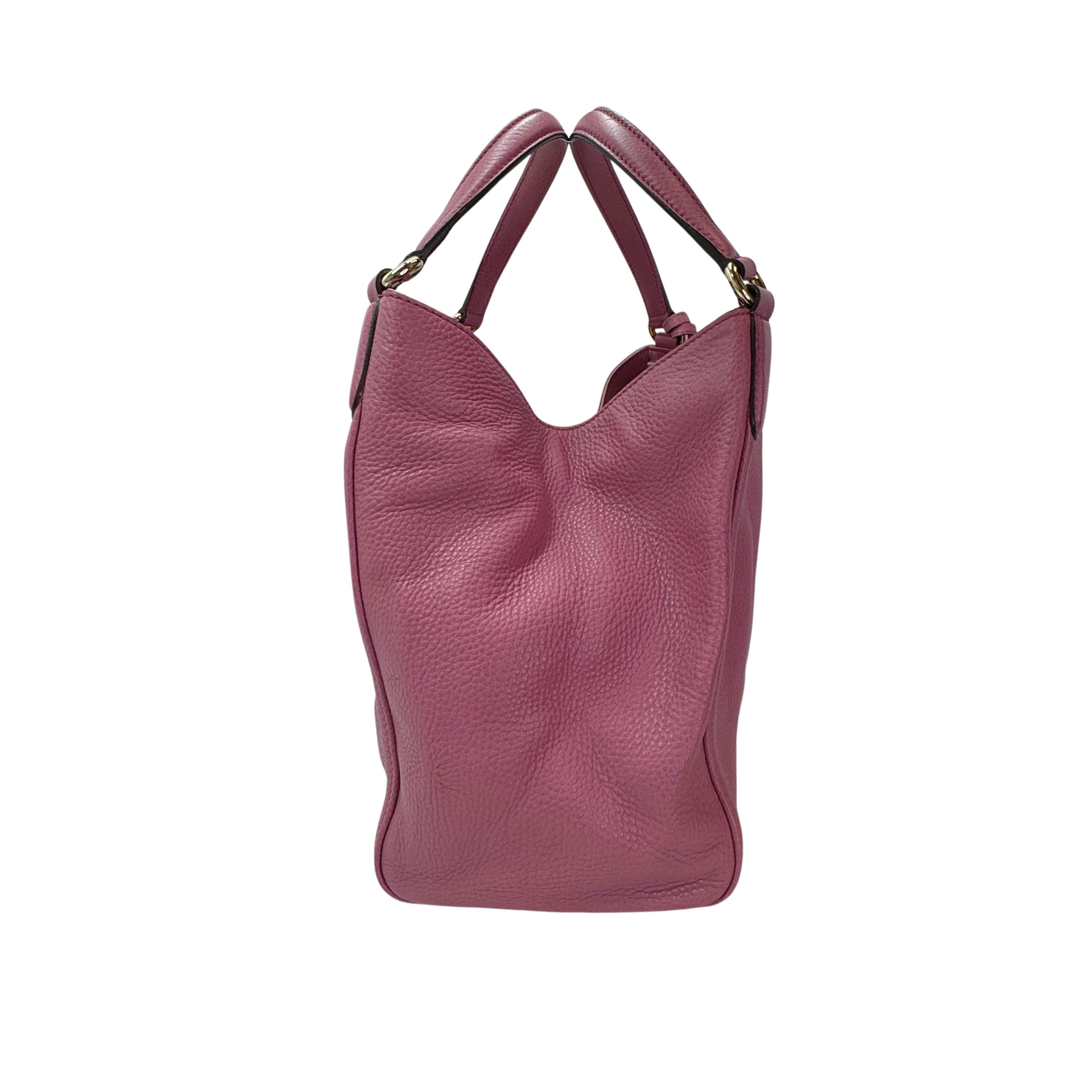 Gucci Pebbled Calfskin Medium Soho Shoulder Bag Fresia Rose