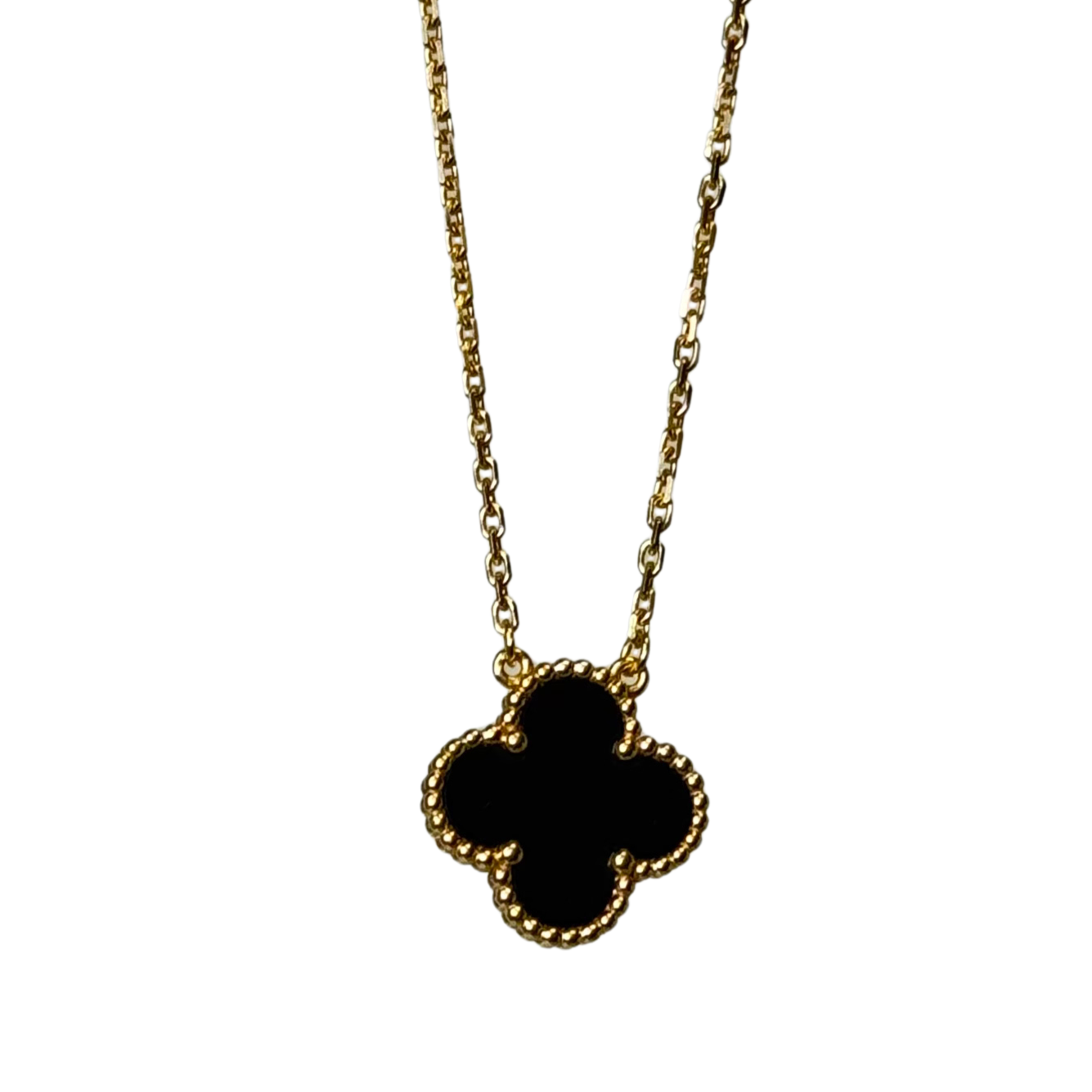 Van Cleef & Arpels Vintage Alhambra Onyx Pendant with 18K Gold