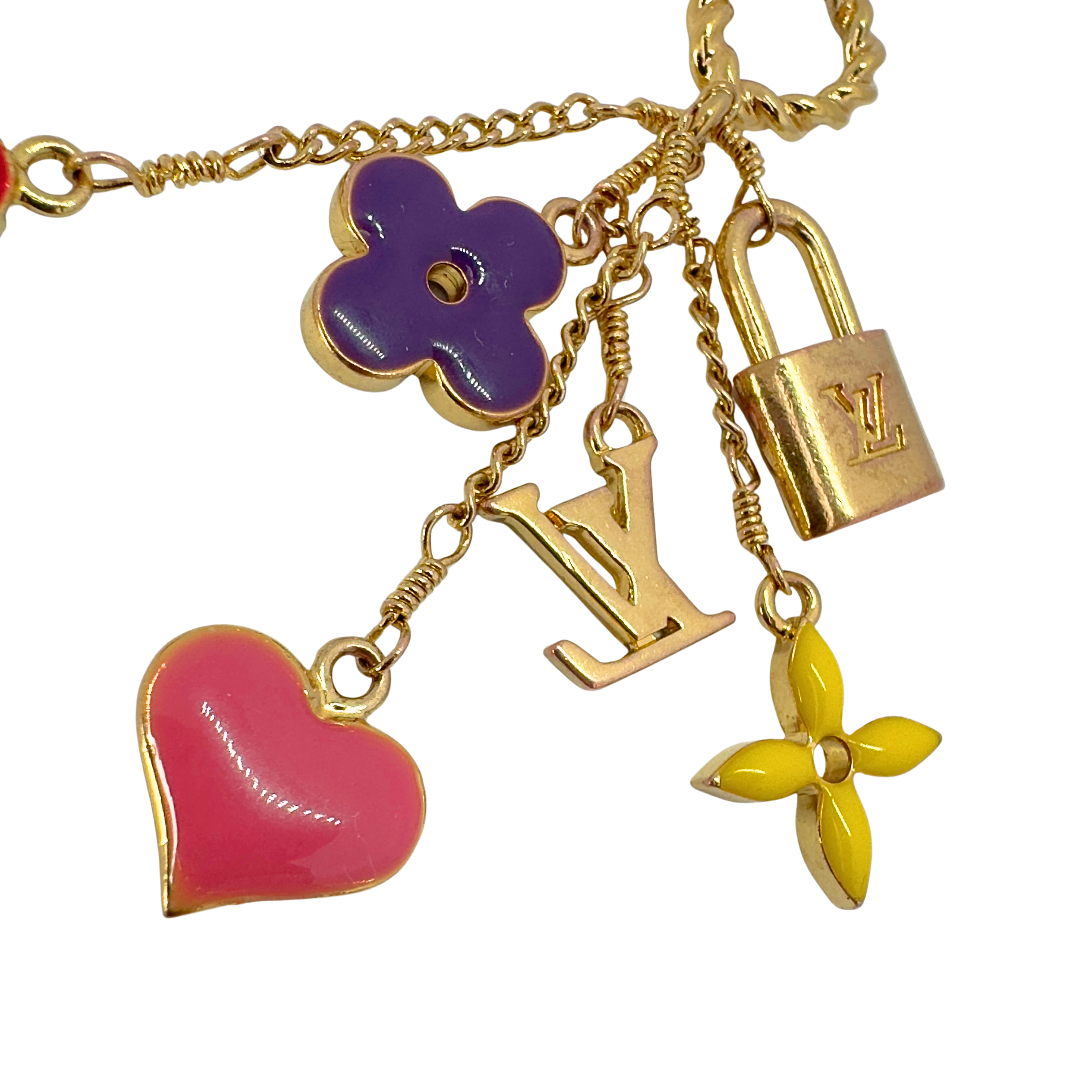Louis Vuitton Flower, Heart & Lock Bag Charm