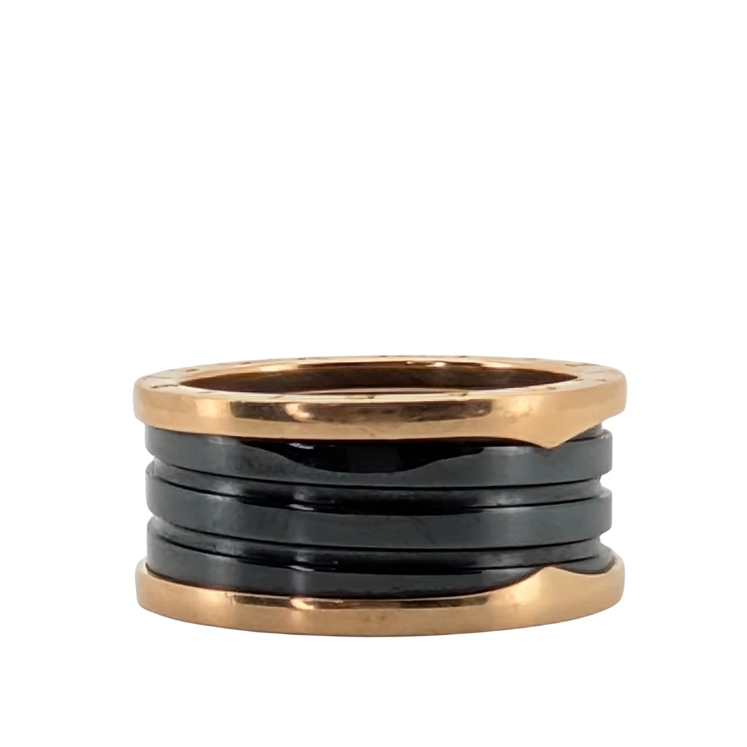 Bvlgari 18K Rose Gold Black Ceramic B.Zero1 Band Ring Size 66