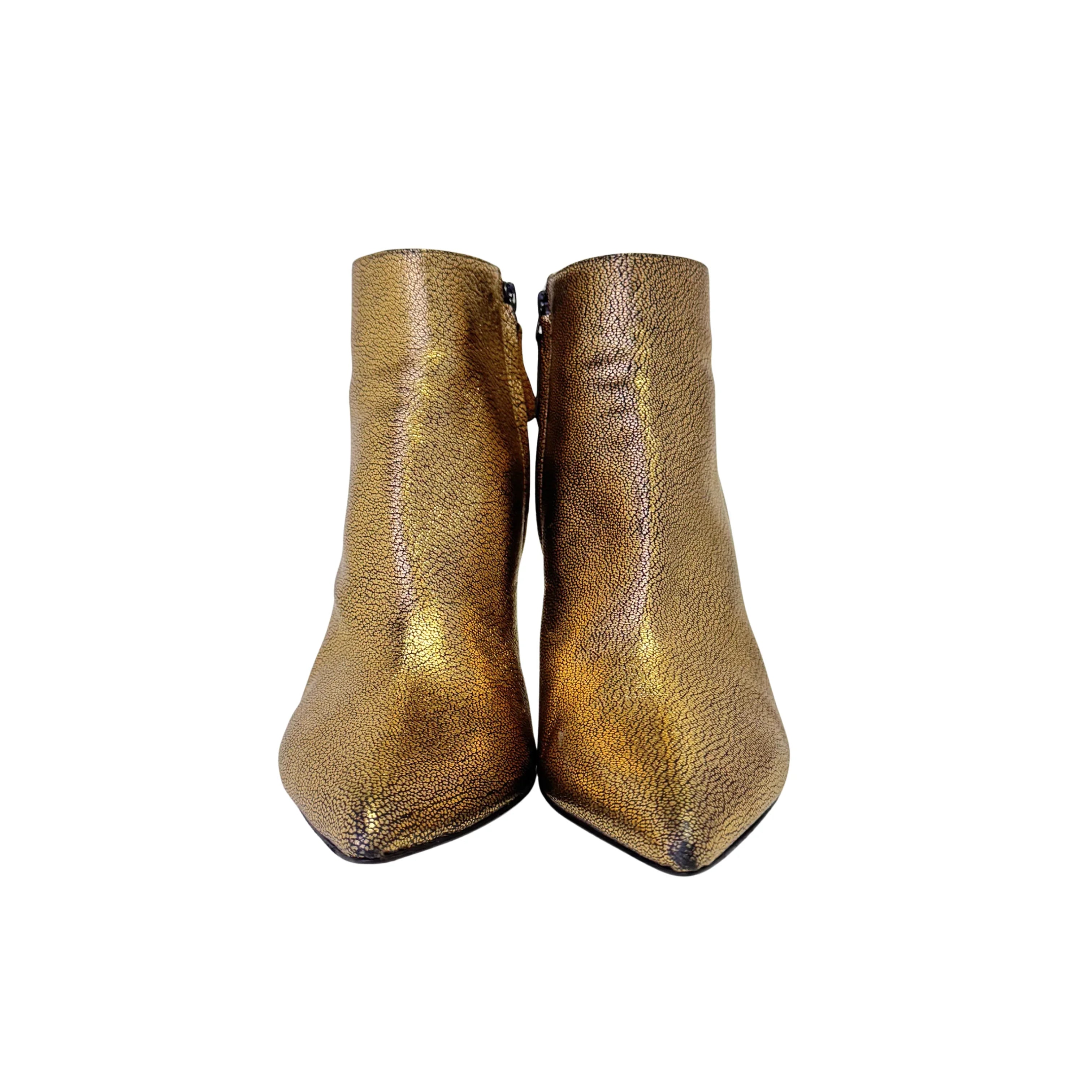 Alexander McQueen Metallic Gold Ankle Boots Booties size 39