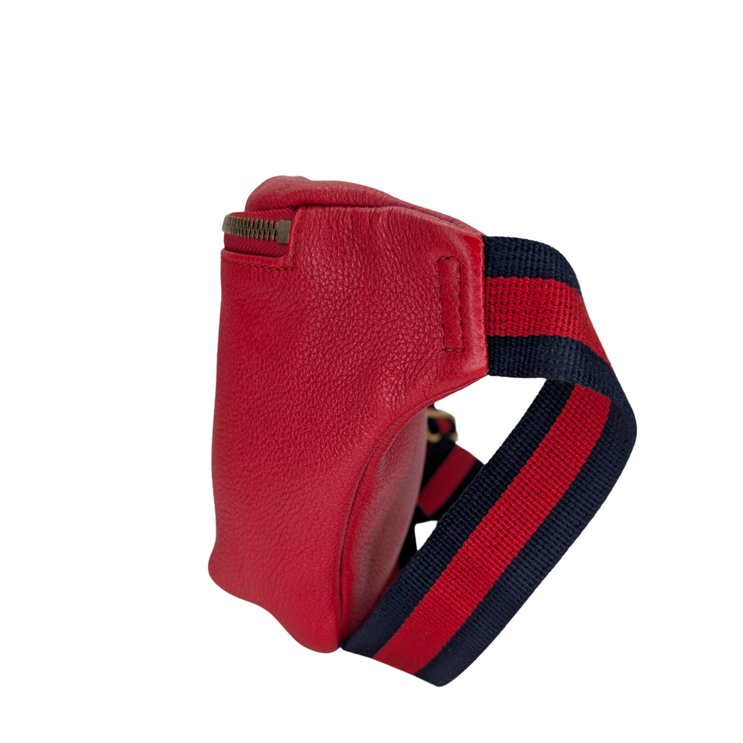 Gucci Grained Calfskin Logo Belt Bum Bag Hibiscus Red
