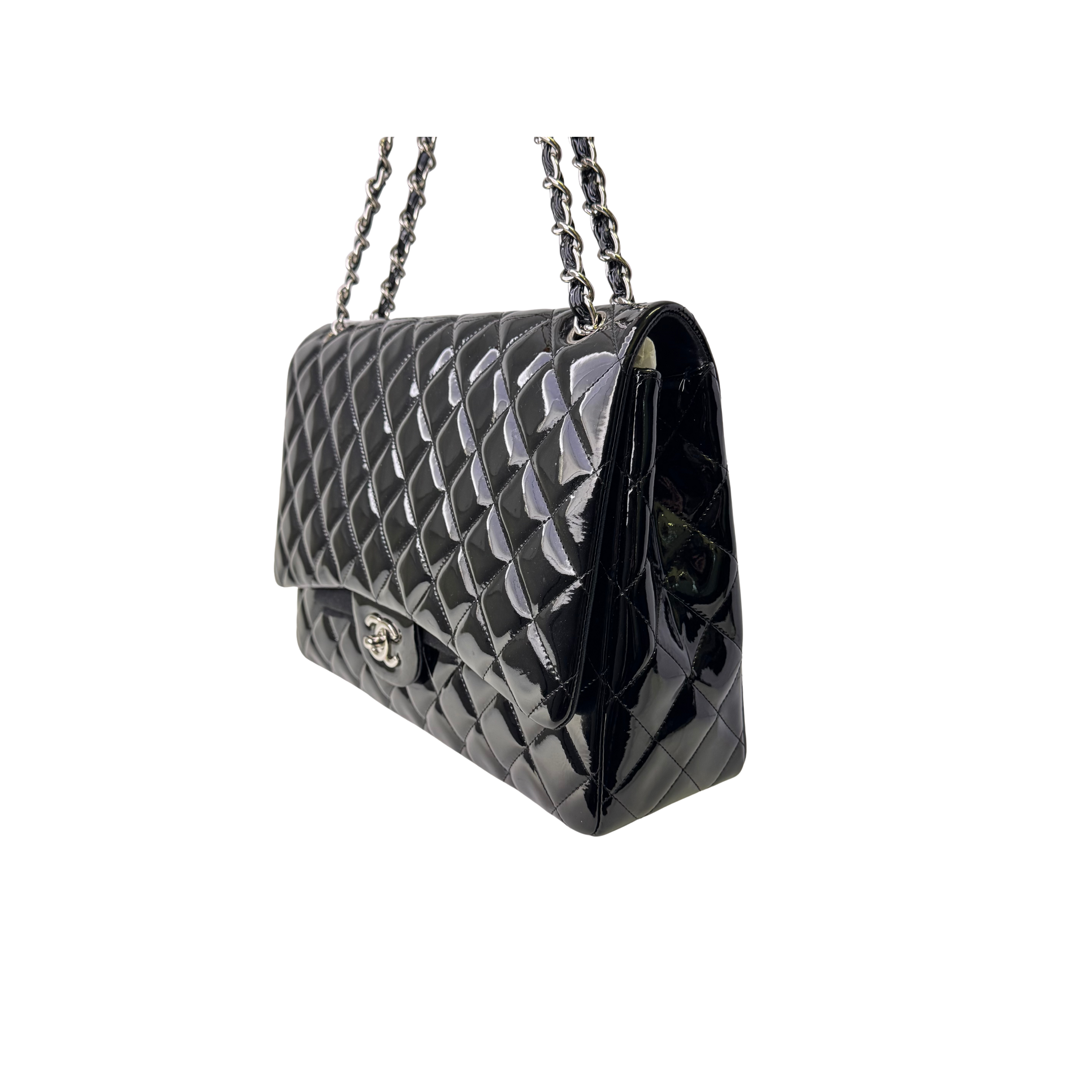 Chanel Maxi Flap Patent Leather Bag Black