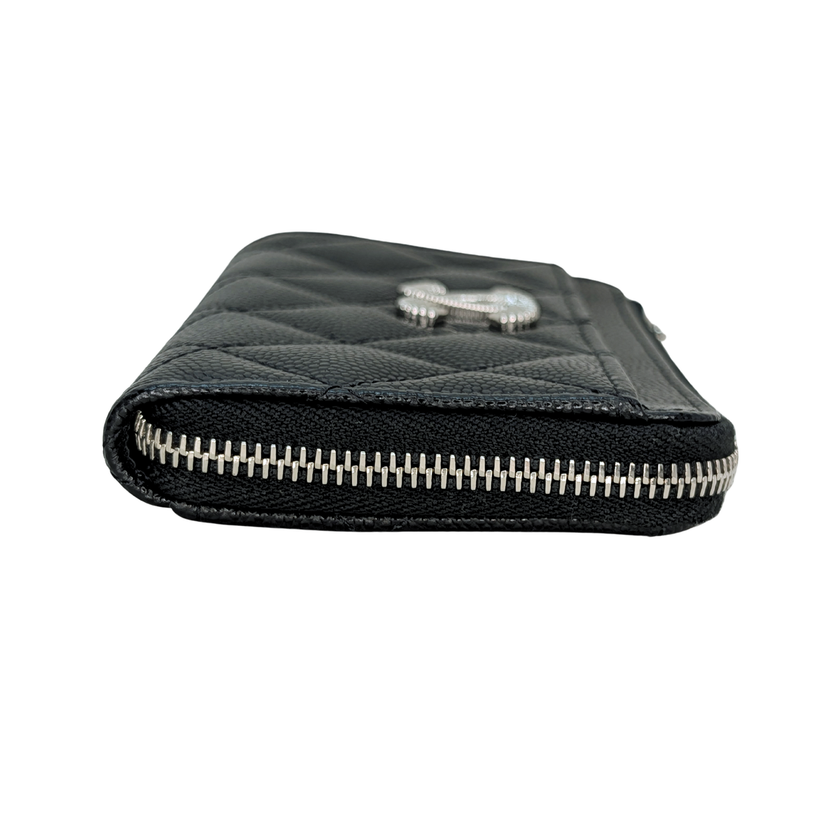 Chanel Logo Zip Around Wallet Black