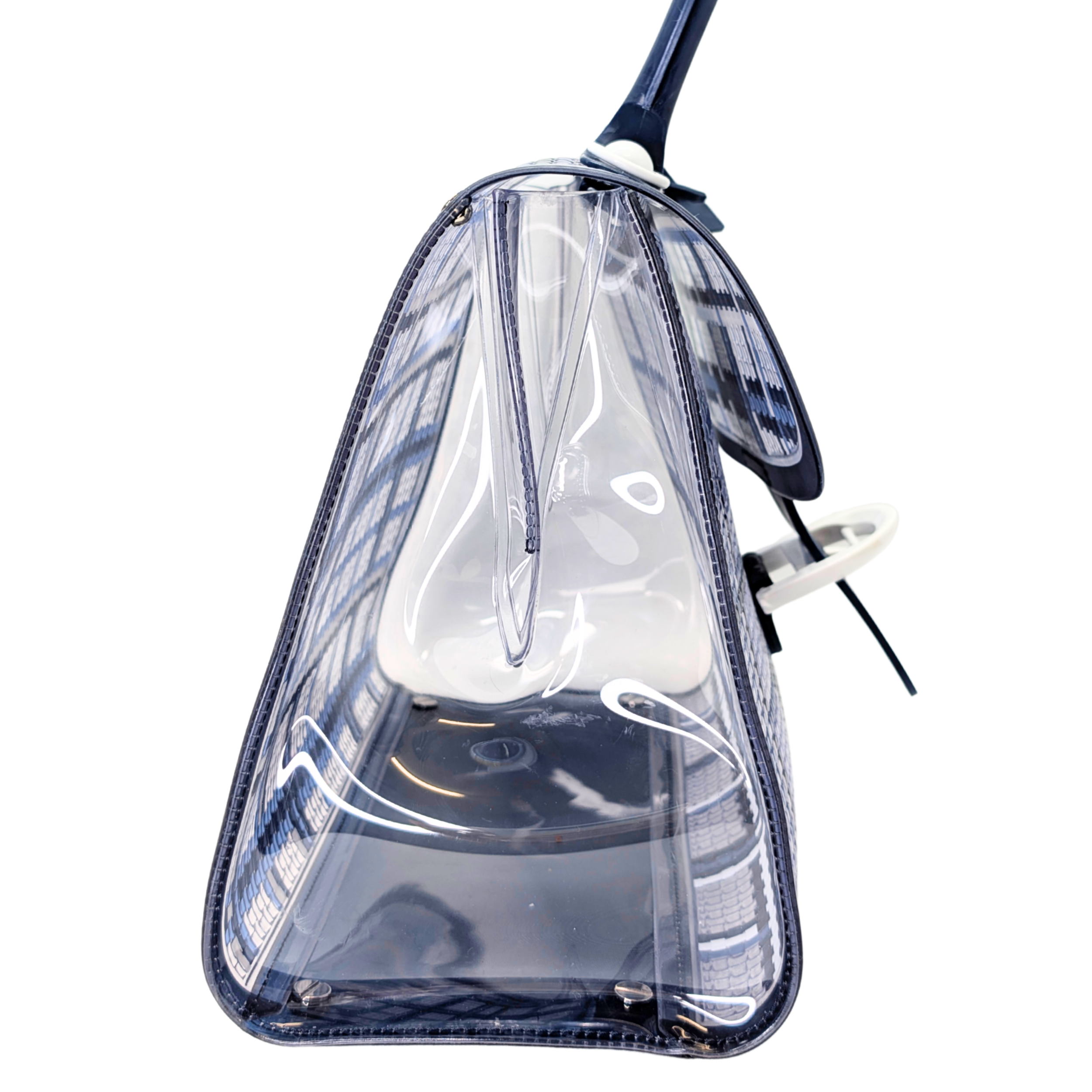 Delvaux Vinyl Gingham The Dreamer MM Brillant Satchel Bag Navy