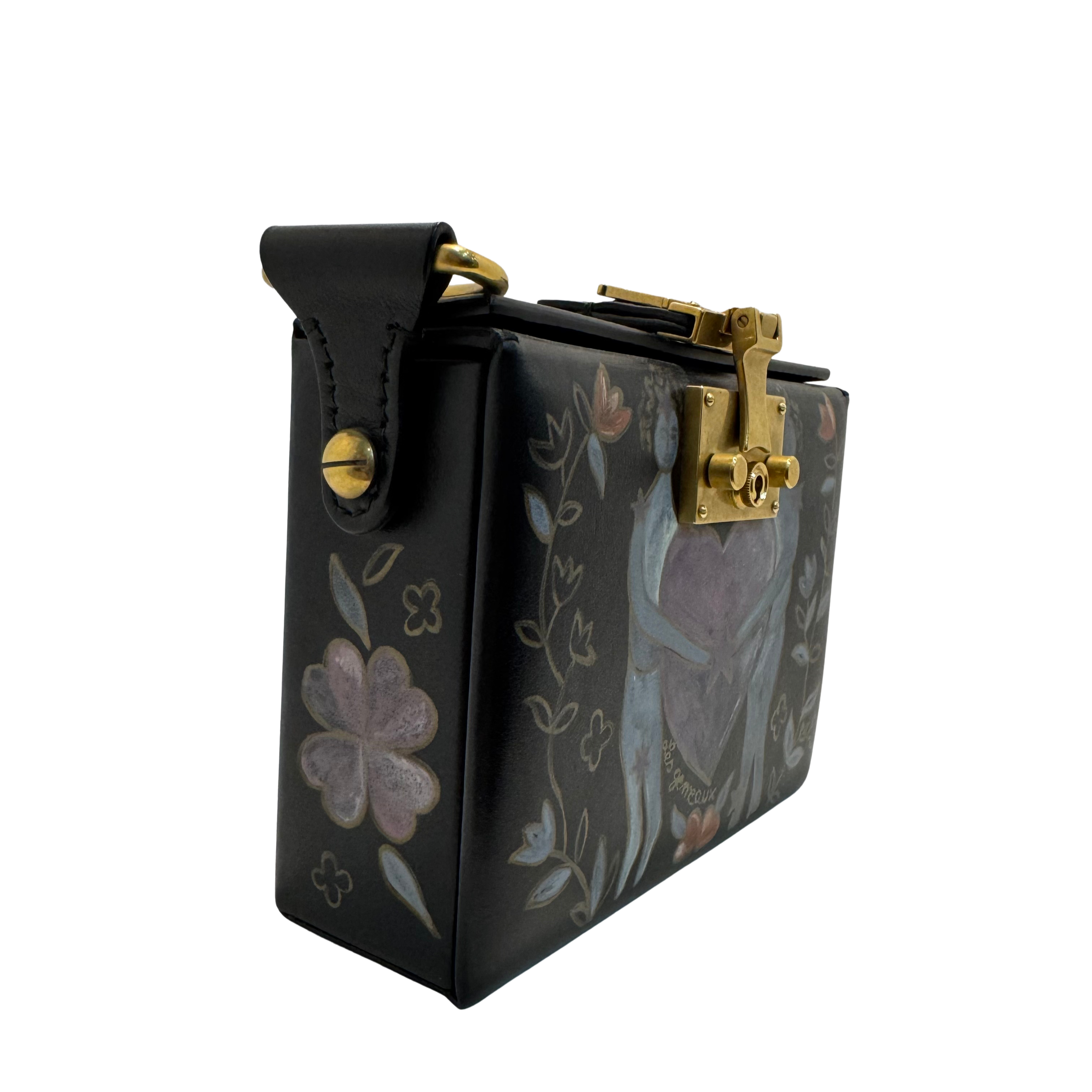 Dior Lockbox Zodiac Shoulder Bag Leather Black