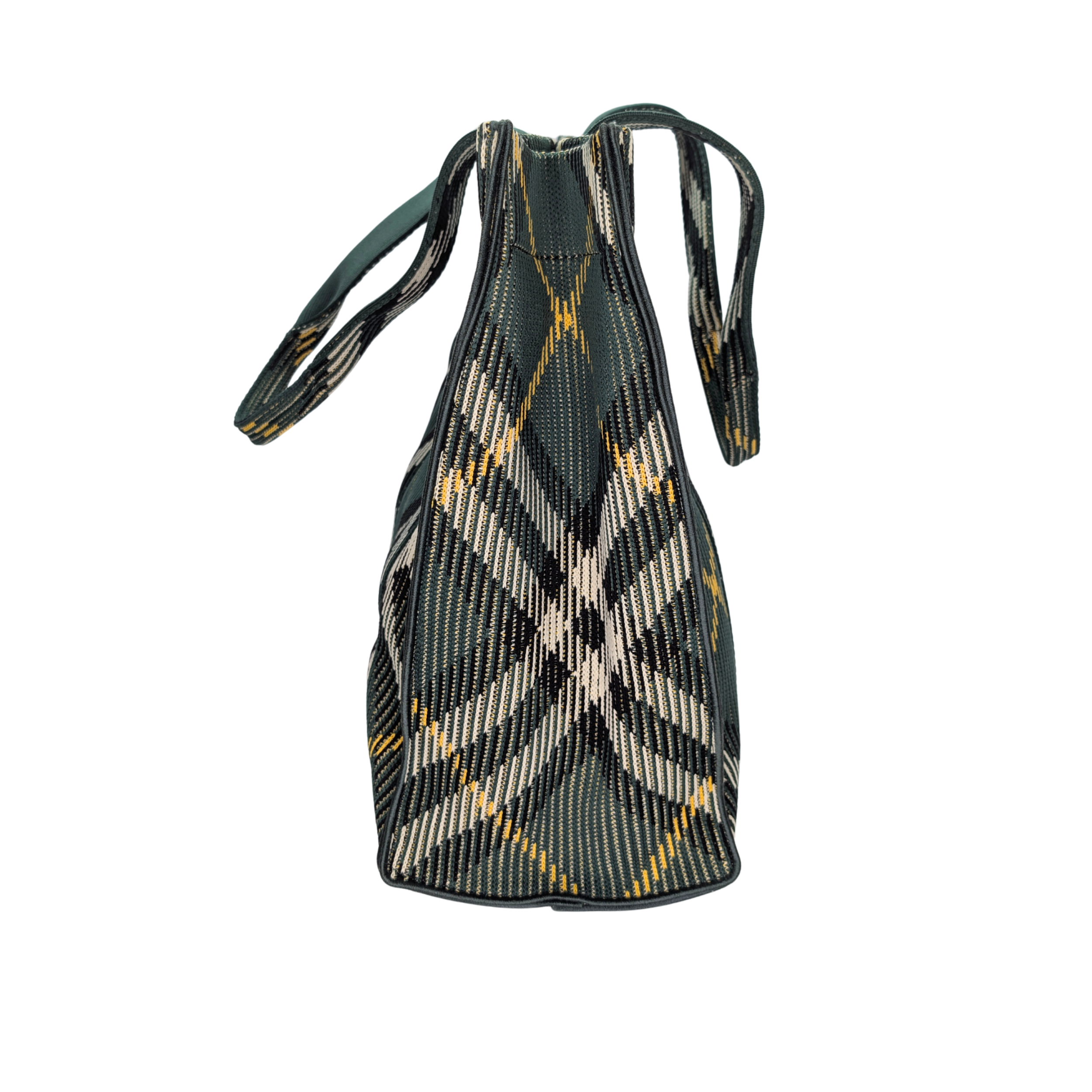 Burberry Medium Green Check Knitted Tote Bag