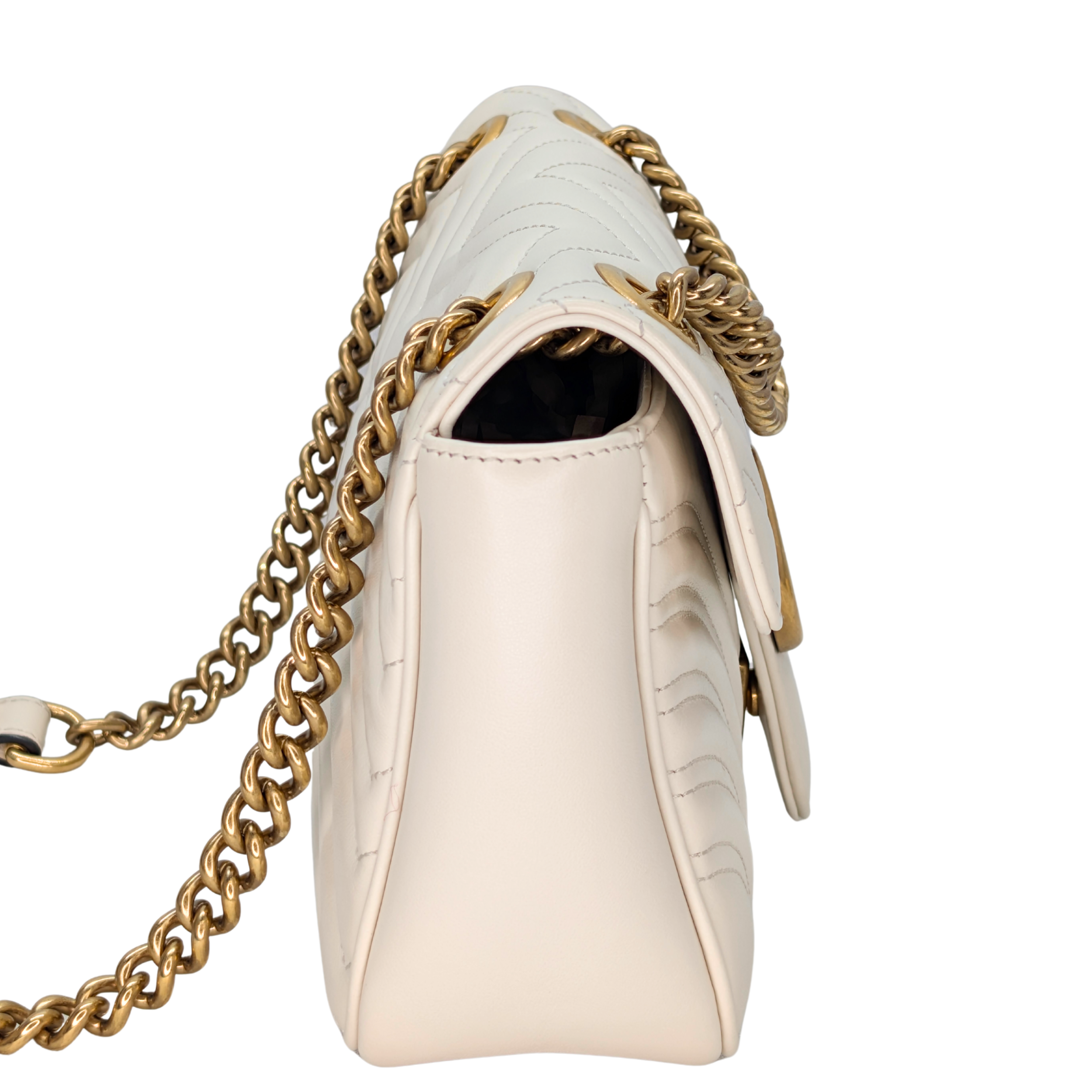 Gucci GG Marmont Matelasse Medium Shoulder Bag White