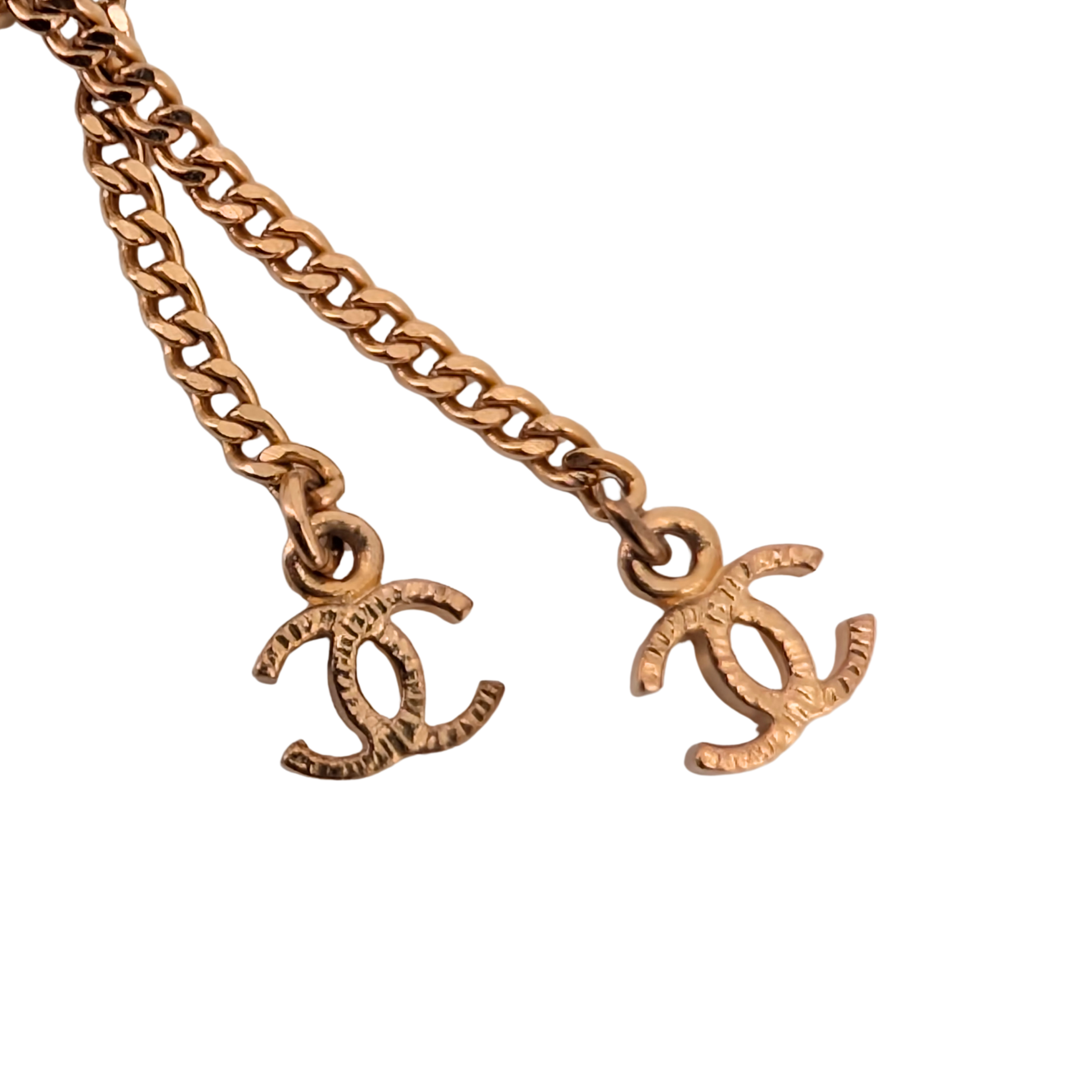 Chanel Pearl 18k Gold Plated Faux Pearl & Enamel CC Pendant Necklace