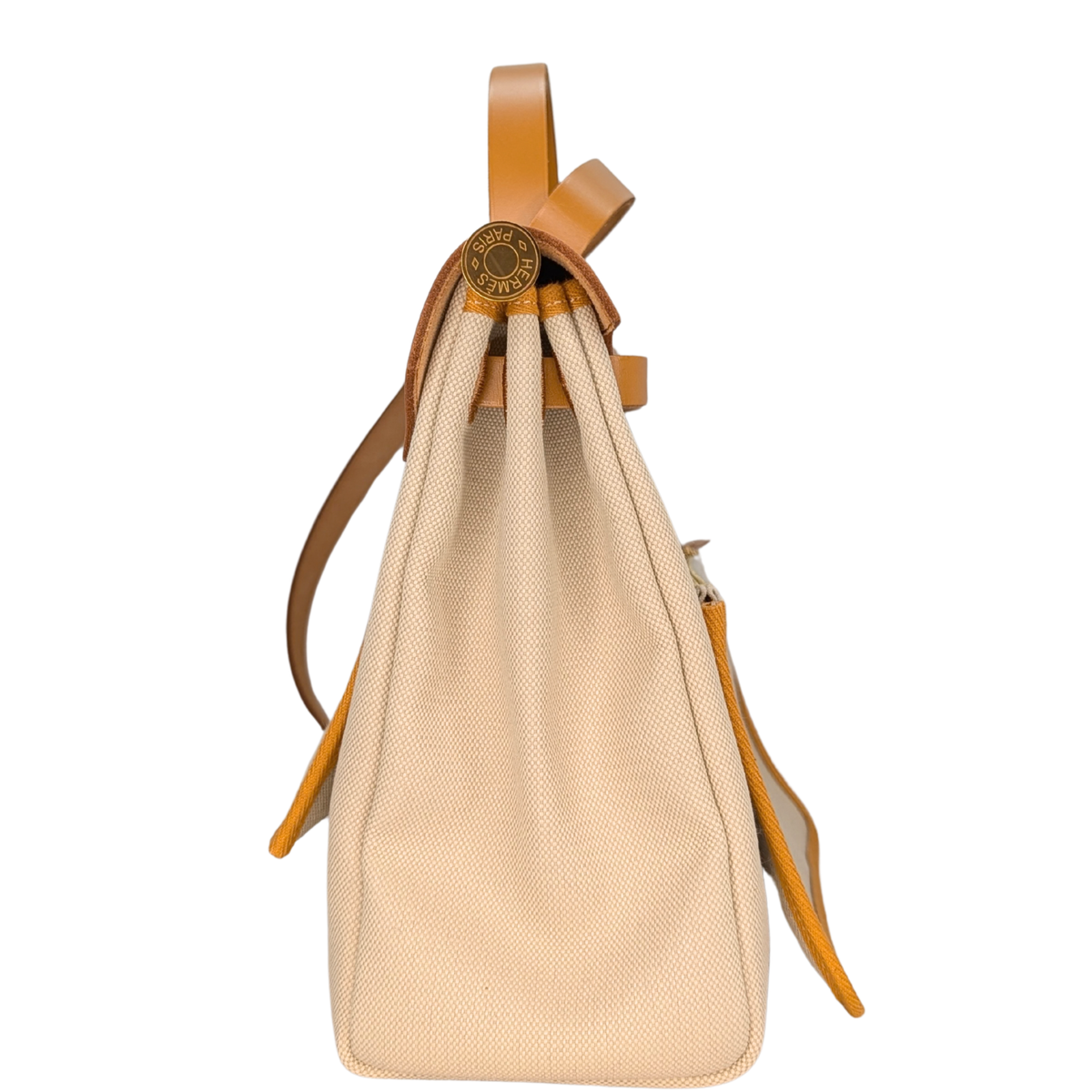 Hermes Herbag 31 Canvas Hunter leather Beton GHW Stamp Z