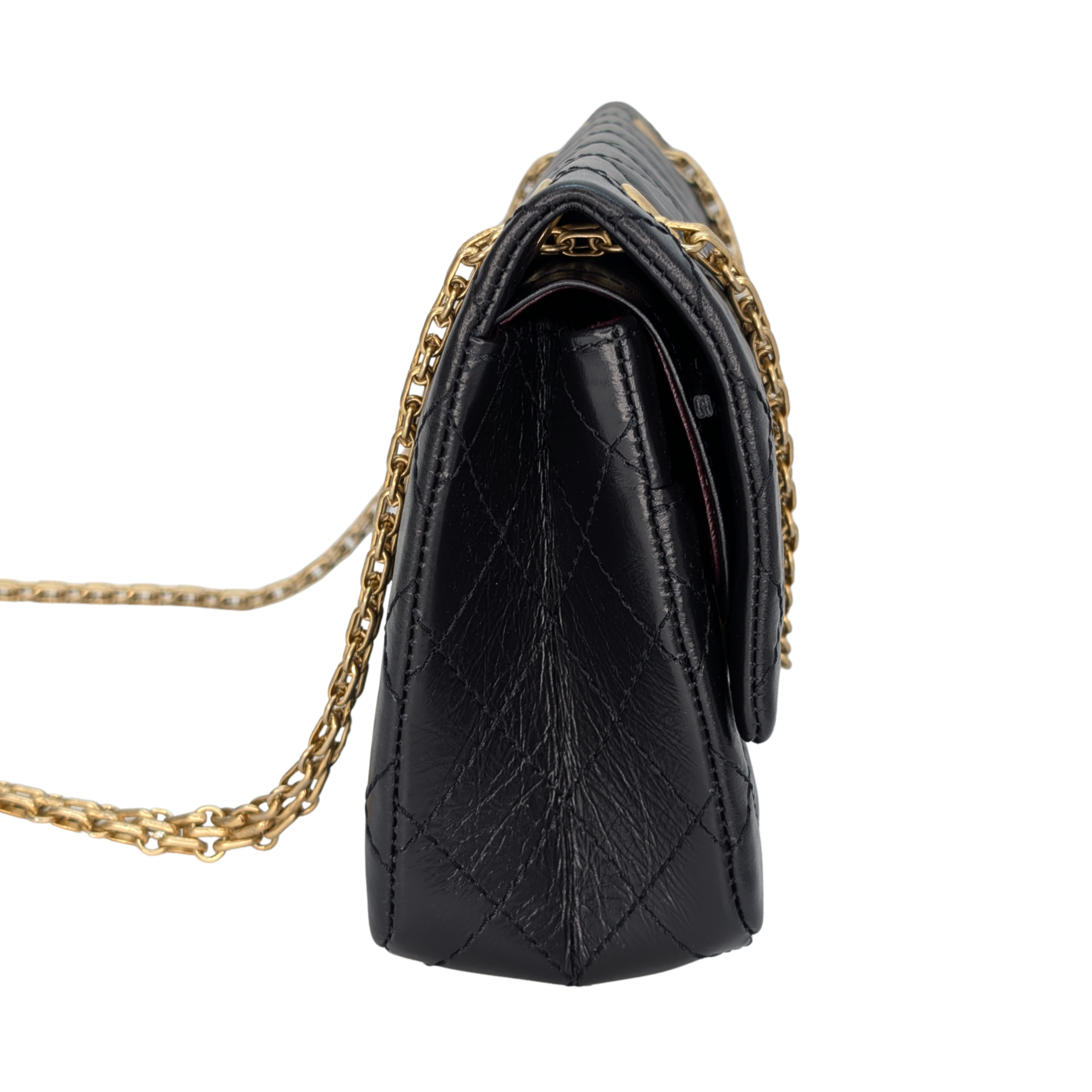 Chanel Black Distressed Calfskin 2.55 Reissue 225 Bag Black