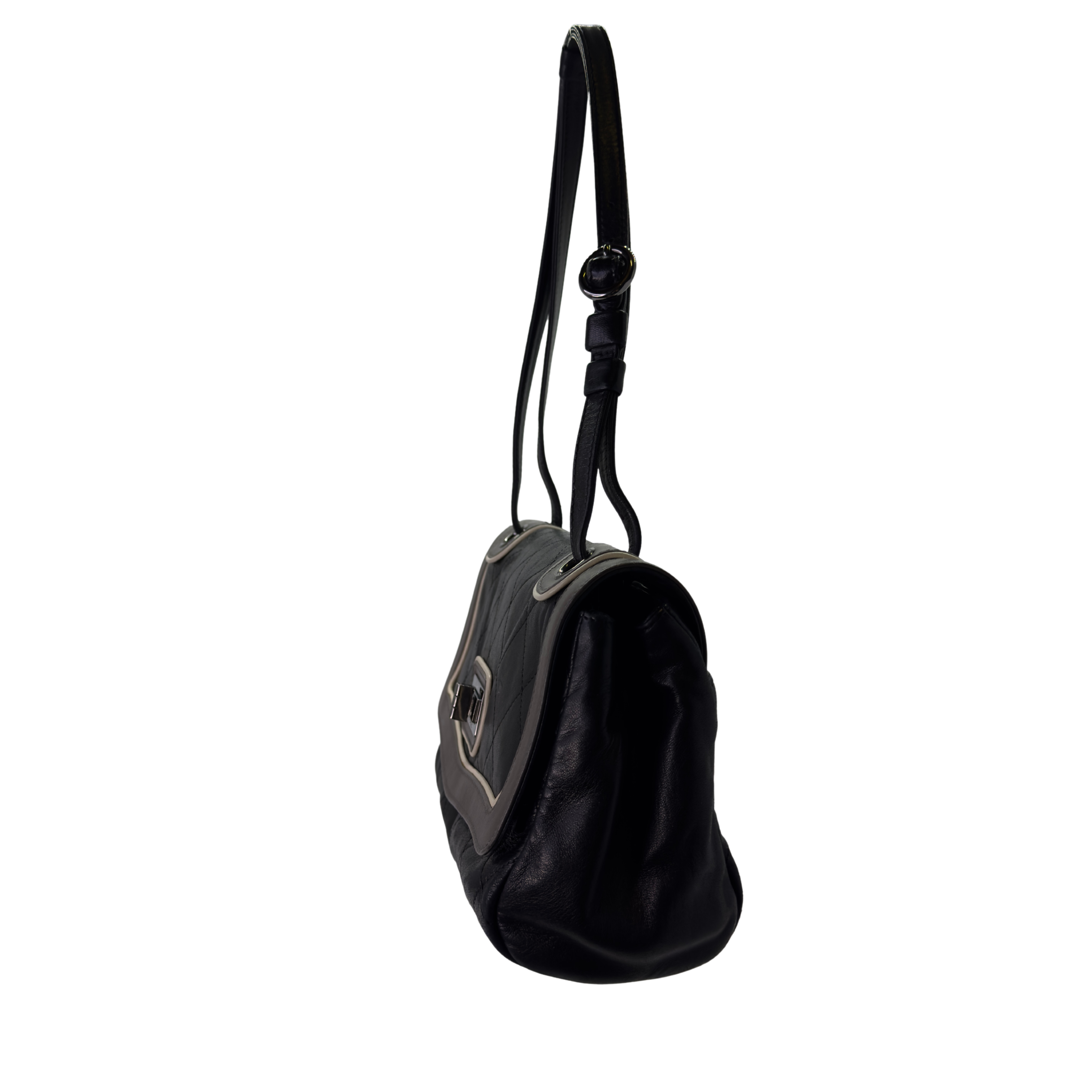 Chanel East-West Shoulder Bag Leather Black