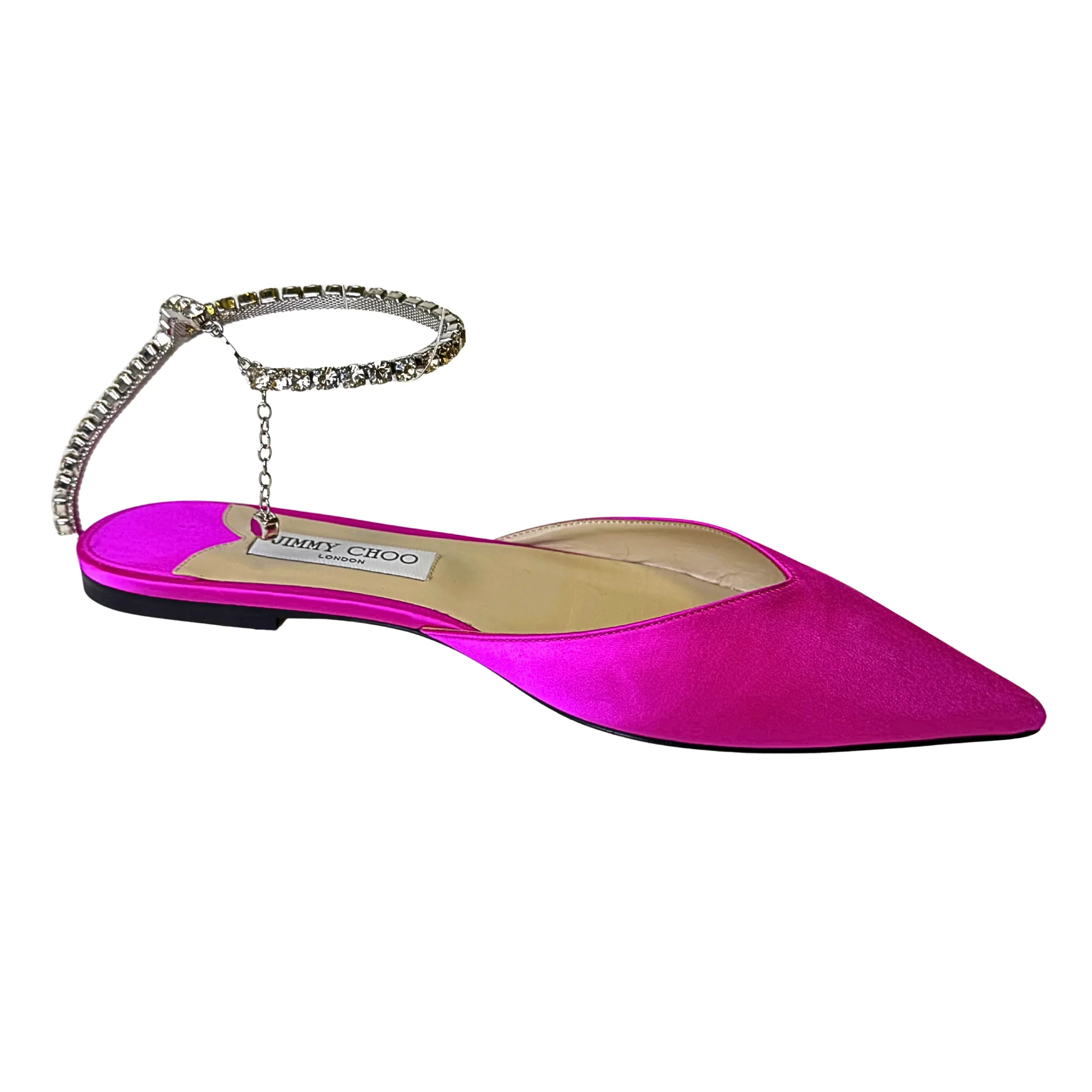 Jimmy Choo Saeda Fuchisca Satin Flats , 40 - Lost Designer