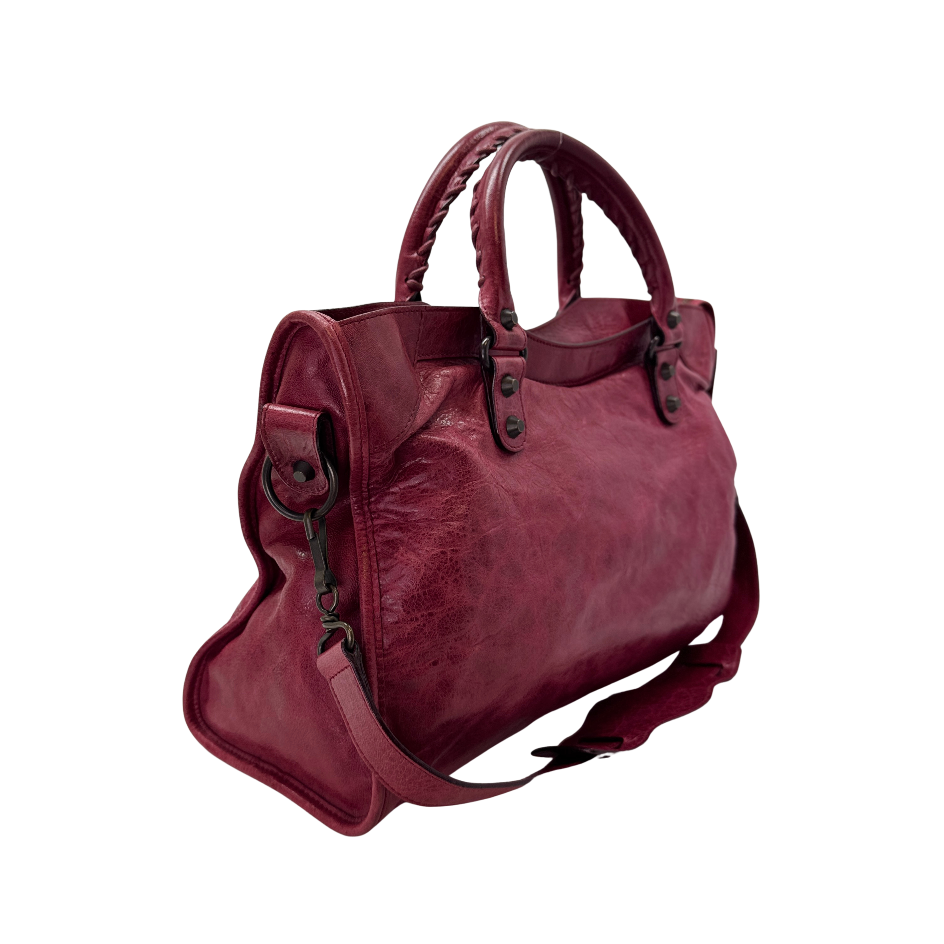 Balenciaga City Bag Small Leather Wine Red