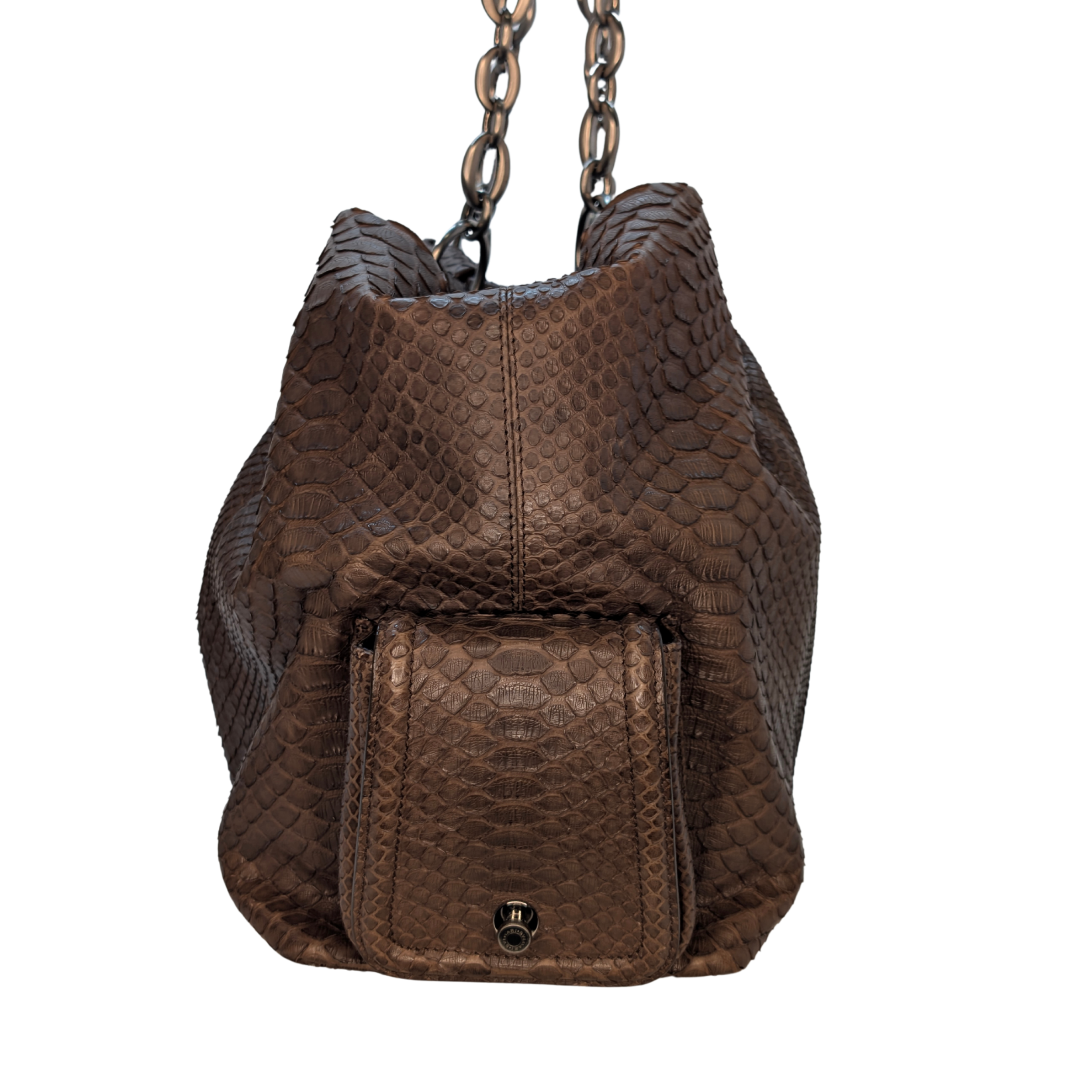 Bvlgari Limited Edition Brown Python Leather Chain Shoulder Bag
