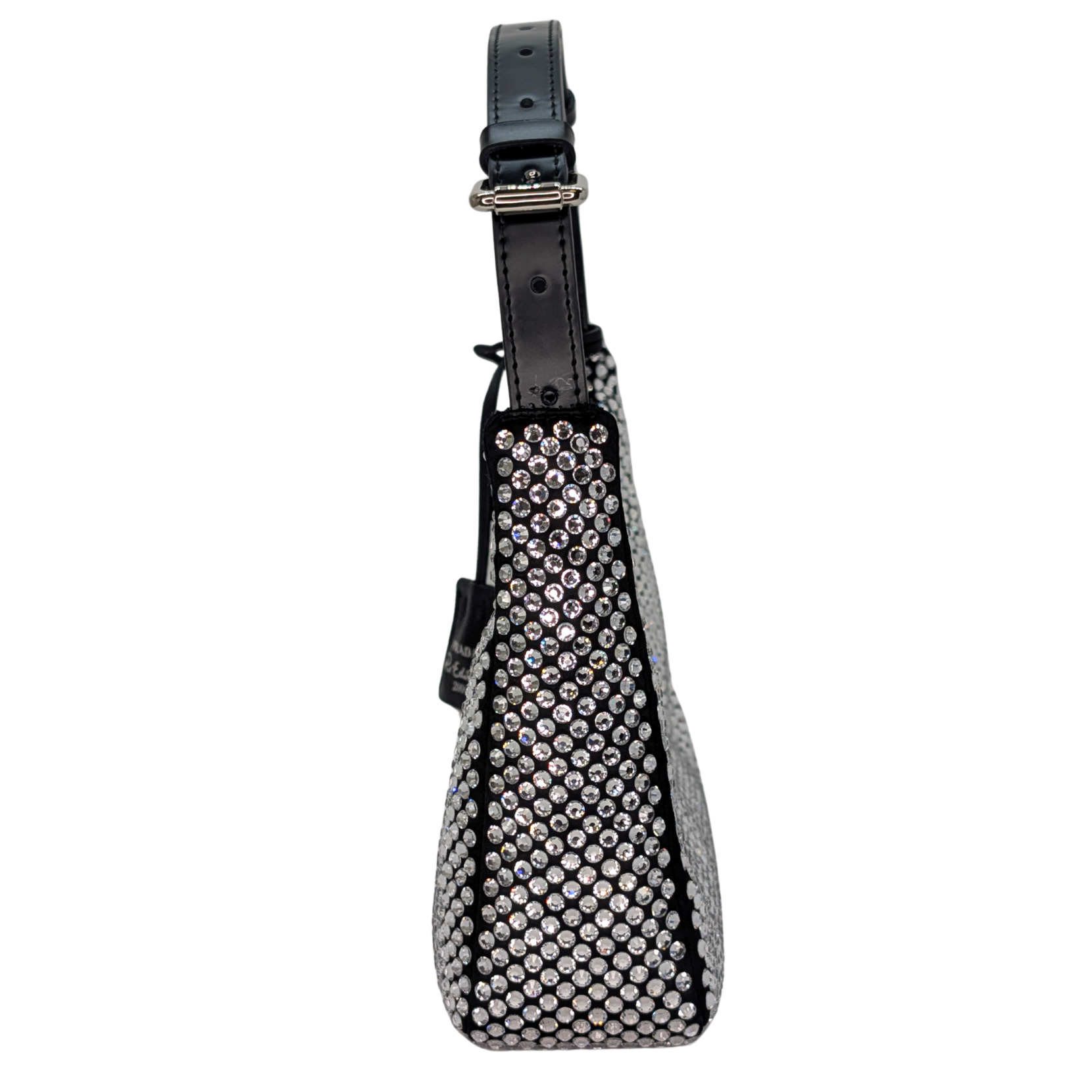 Black Prada Re-Edition Mini Satin Crystals Shoulder Bag