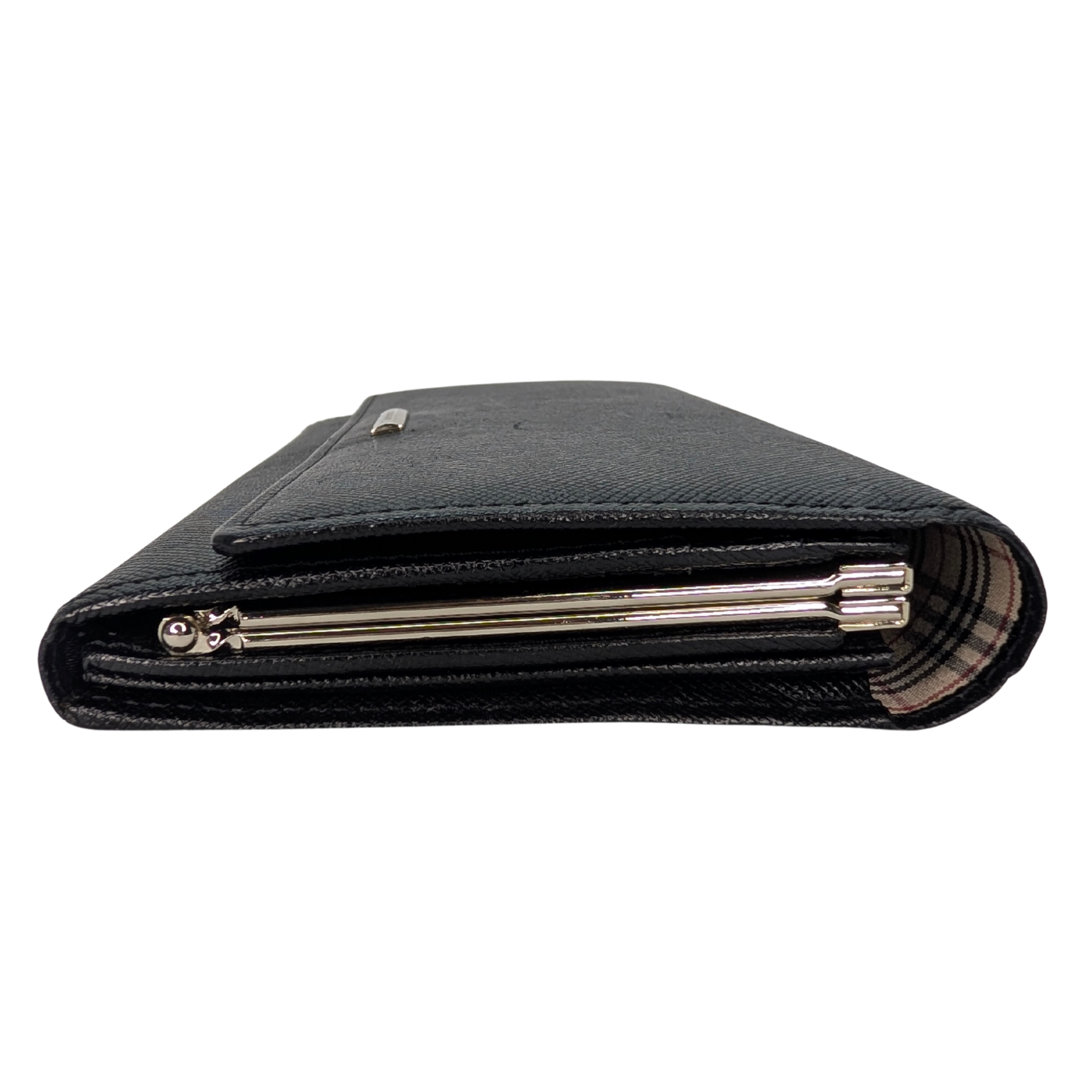 Burberry Black Long Wallet Leather Black