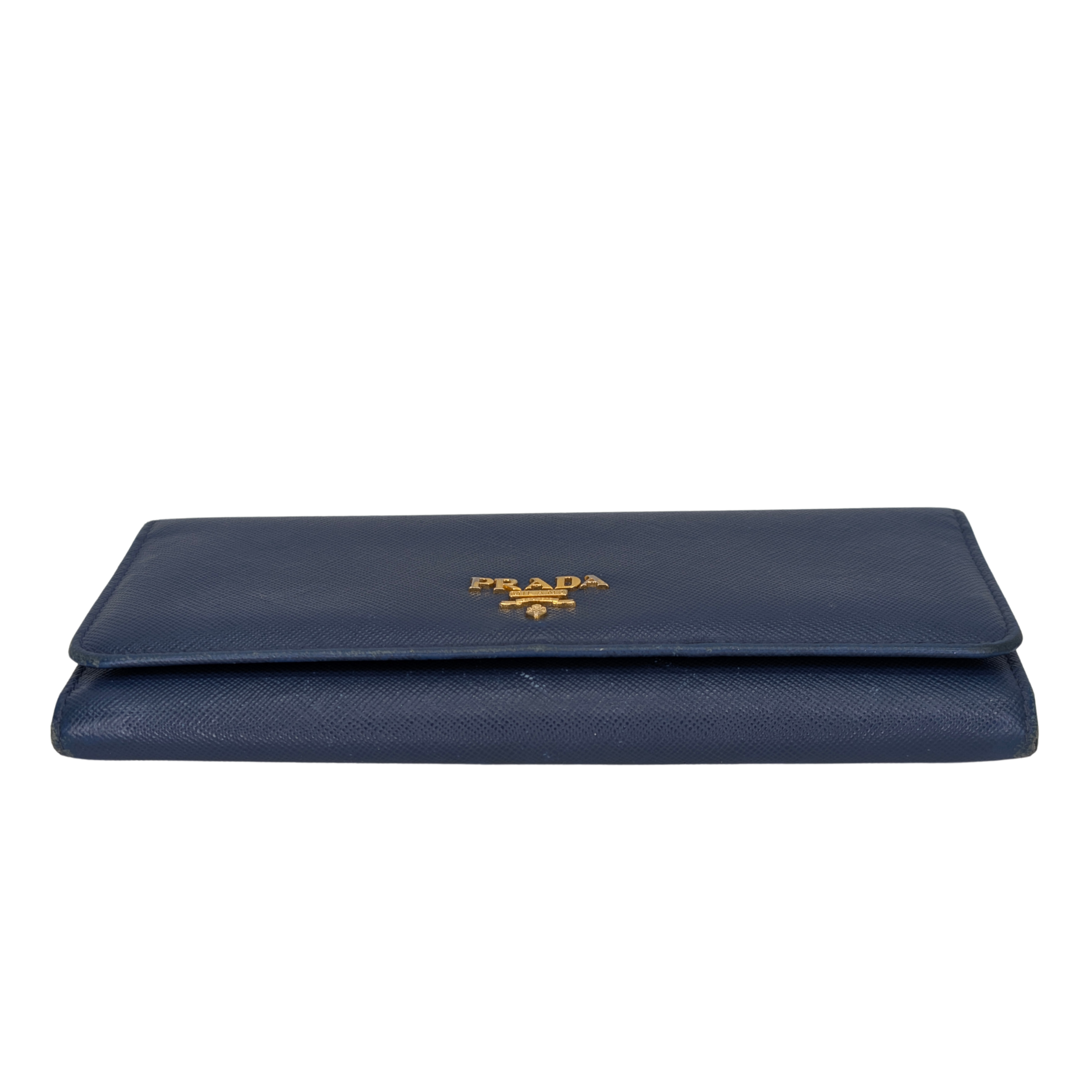 Prada Saffiano Leather Navy Blue Long Wallet