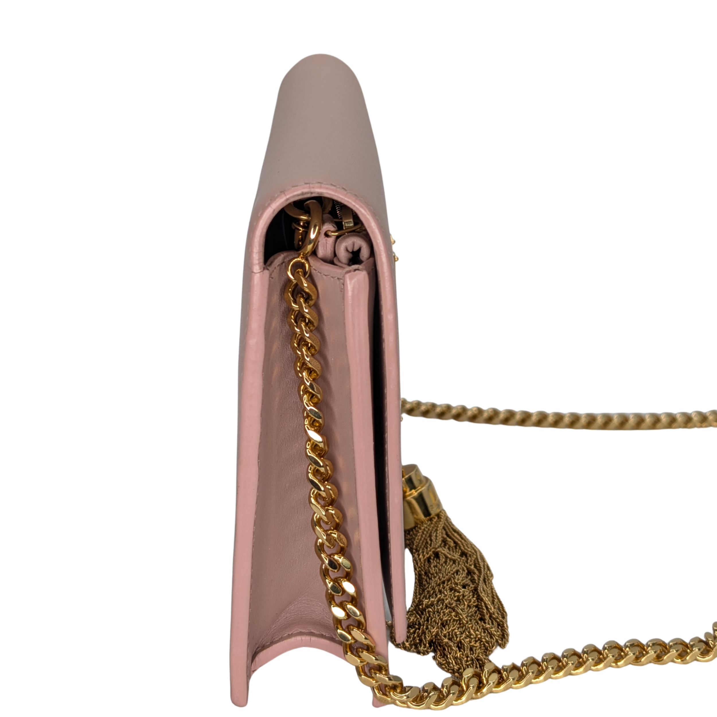 Saint Laurent Kate Tassel Wallet on Chain Pale Pink