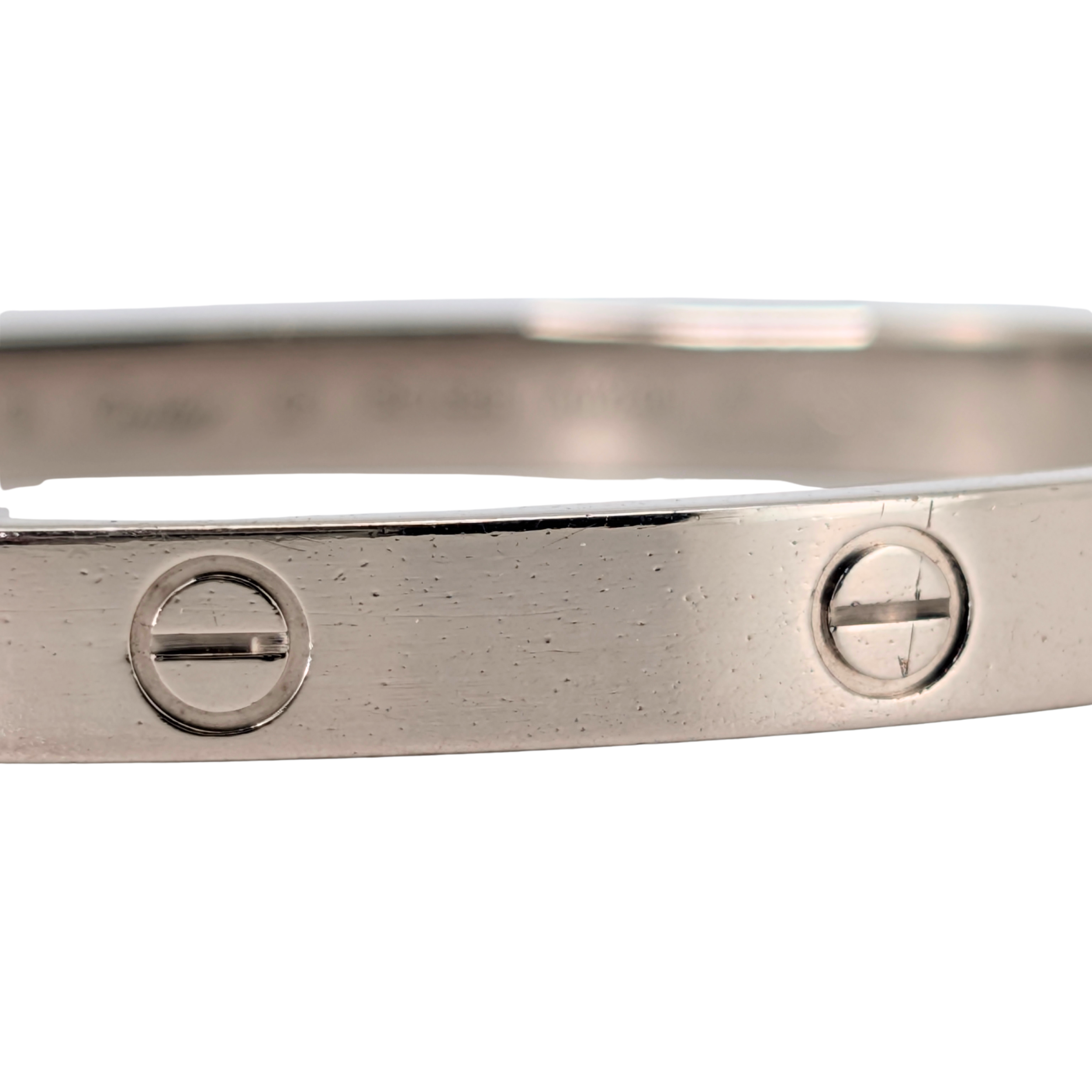 Cartier Love Bracelet Classic Model 18K White Gold Size 20