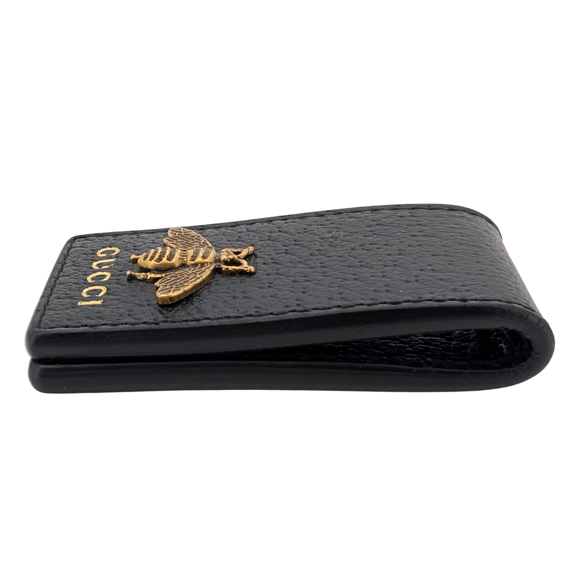 Gucci Animalier Bee Leather Money Clip Black