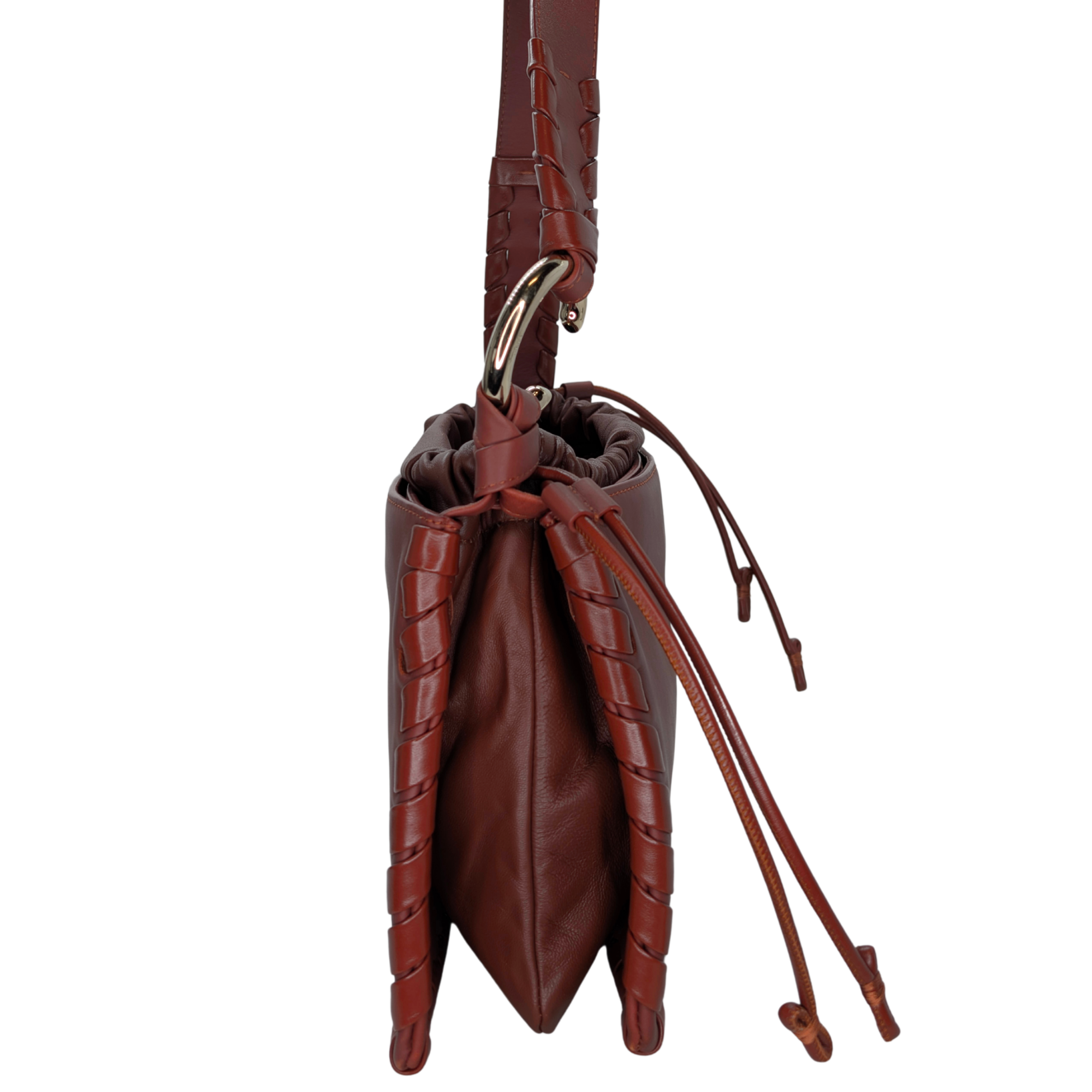 Chloé Mate Gusset Leather Shoulder Bag Brown