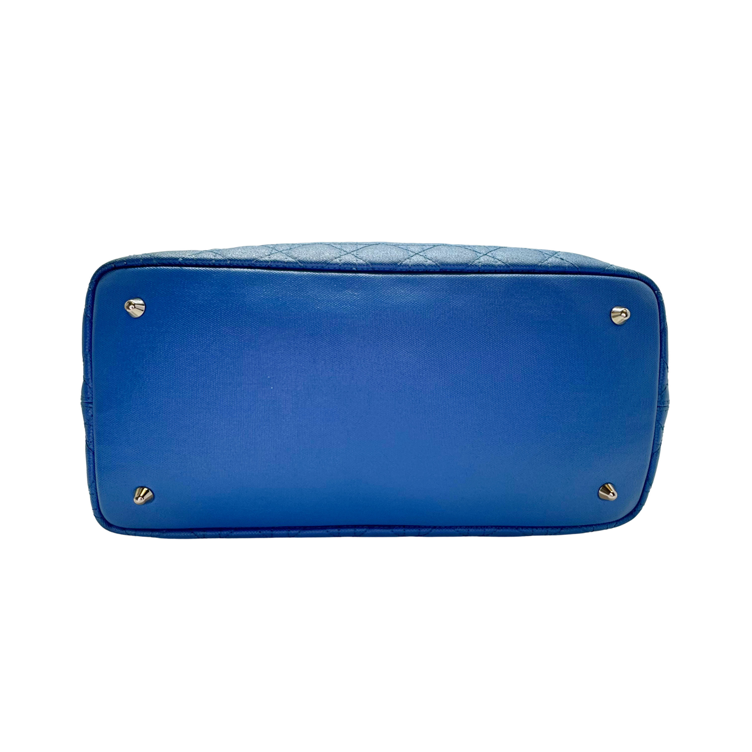 Dior Cannage Medium Panarea Tote Canvas Cobalt Blue