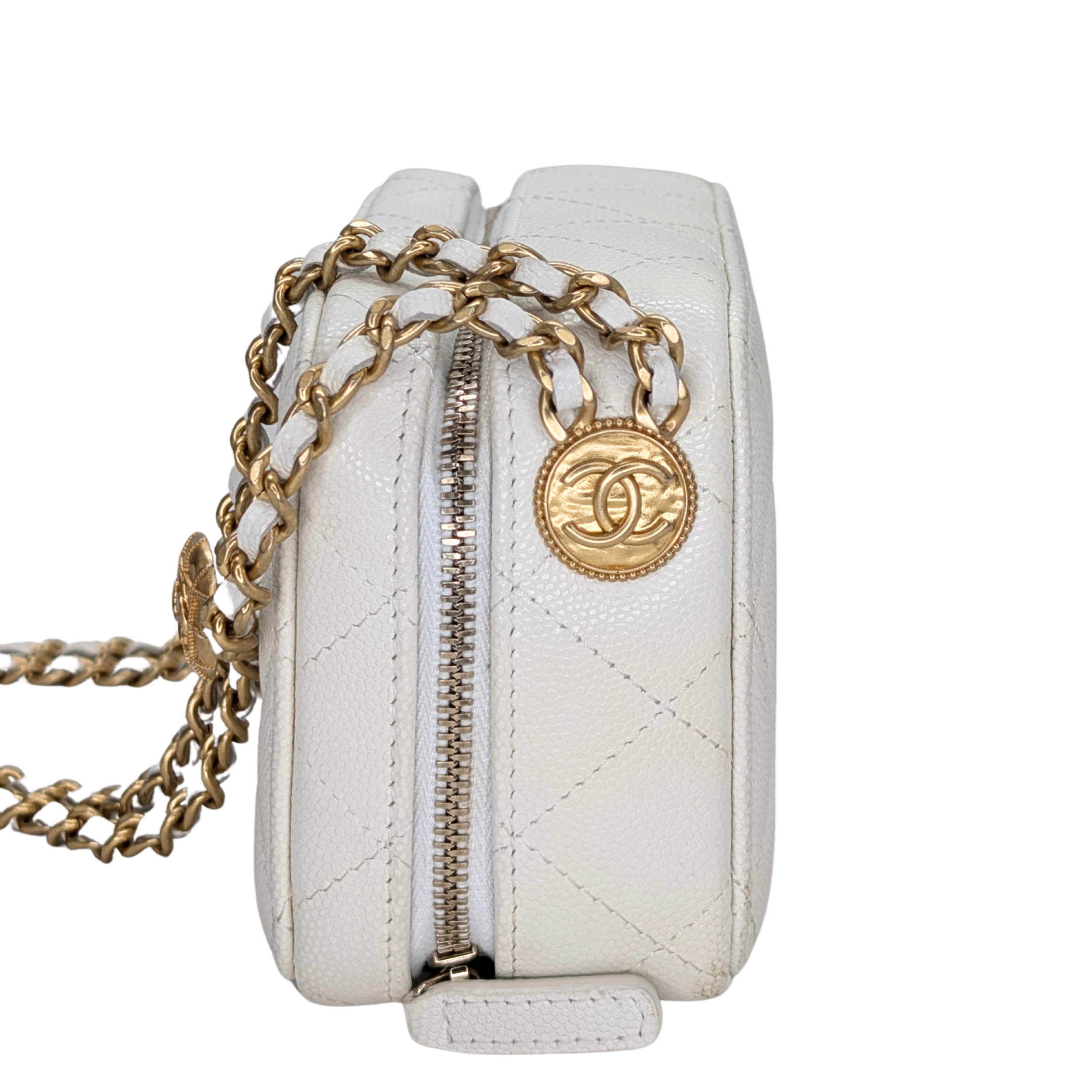 Chanel Mini Vanity with Chain Camera Bag Caviar White