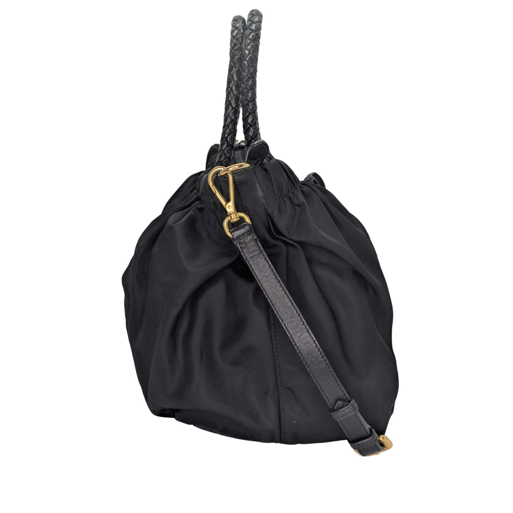 Black Prada Nylon Tessuto Top Handle Crossbody/Shoulder Bag