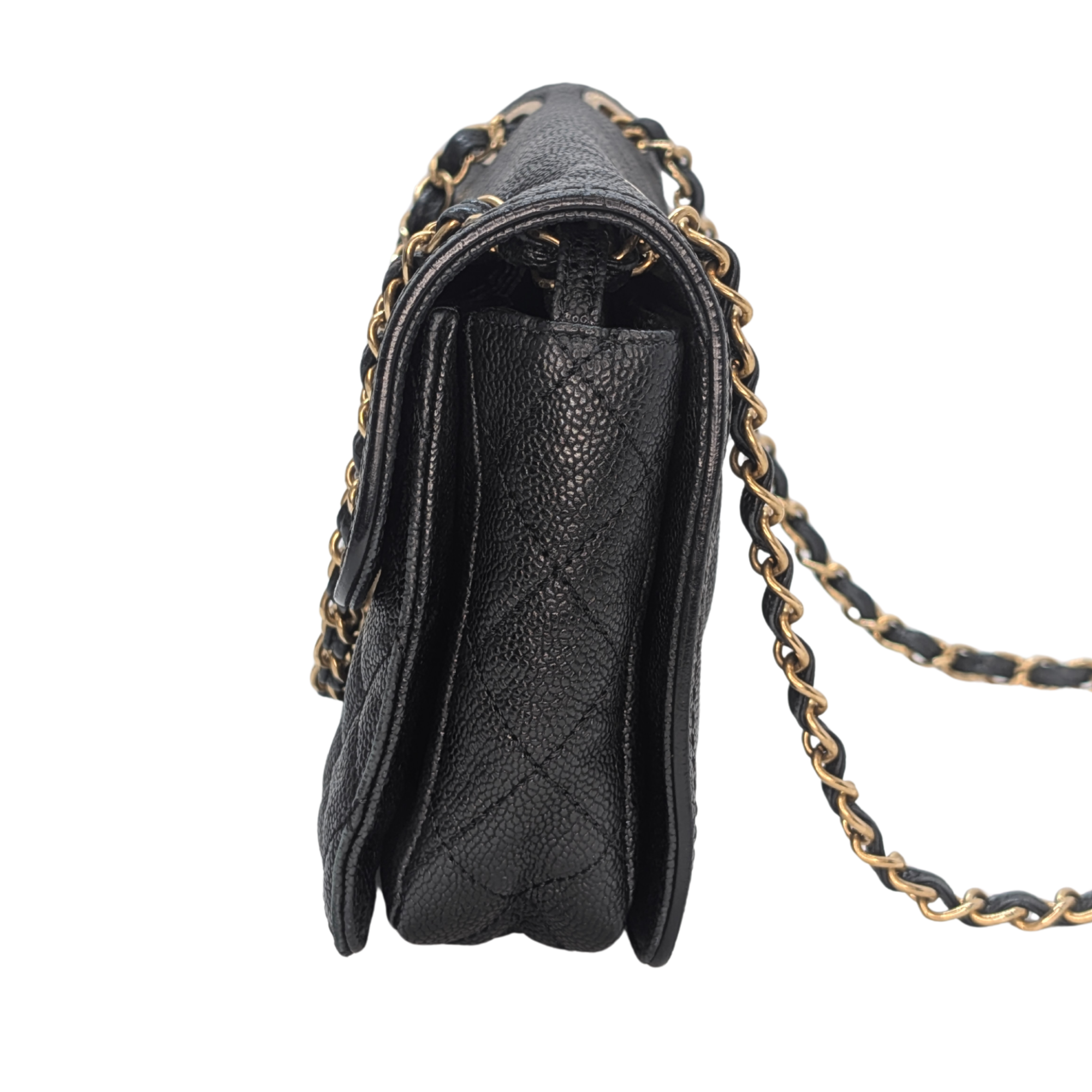 Chanel Mademoiselle 2.55 Cavier Leather Lock Flap Bag Black