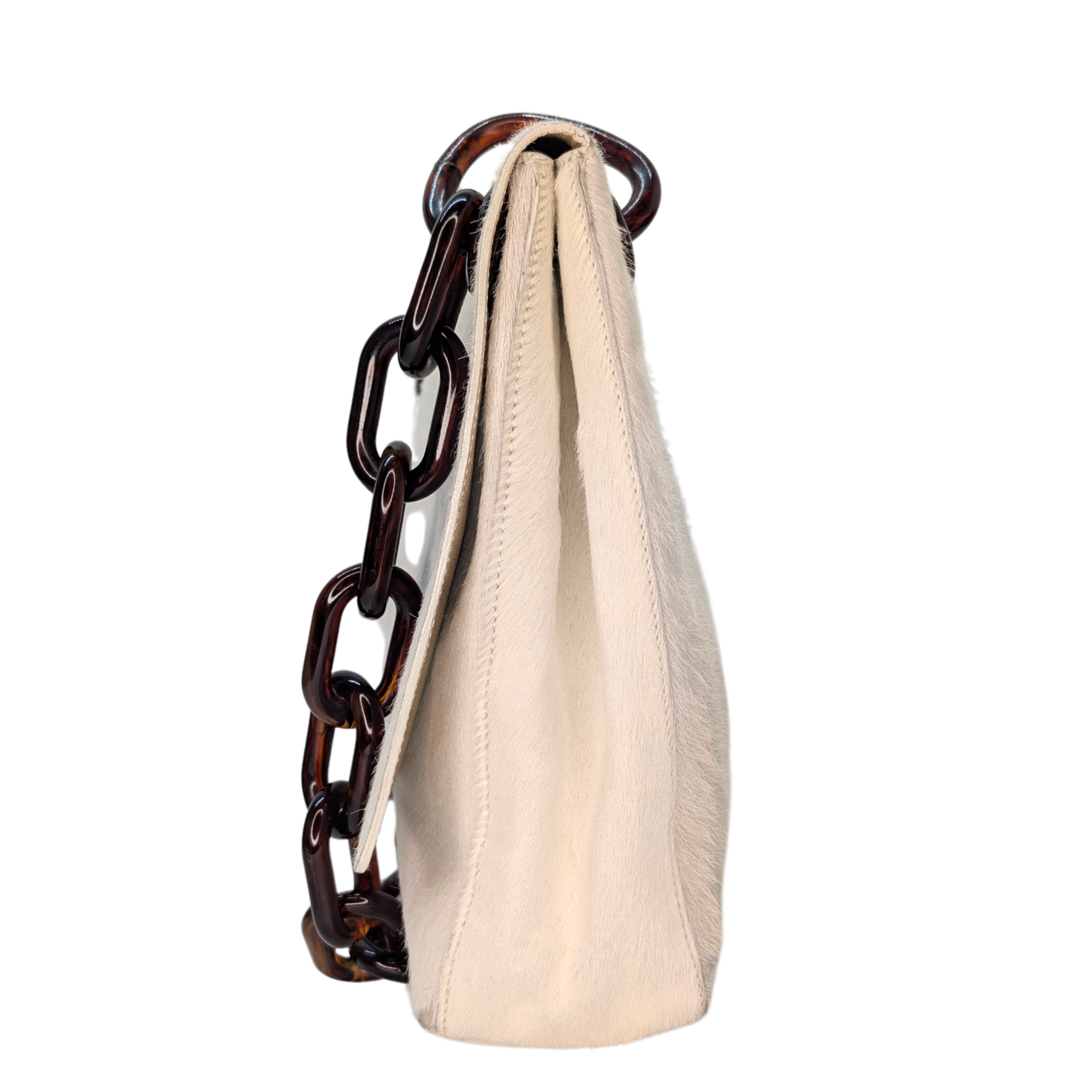 Prada Vintage Calfhair Shoulder Bag White