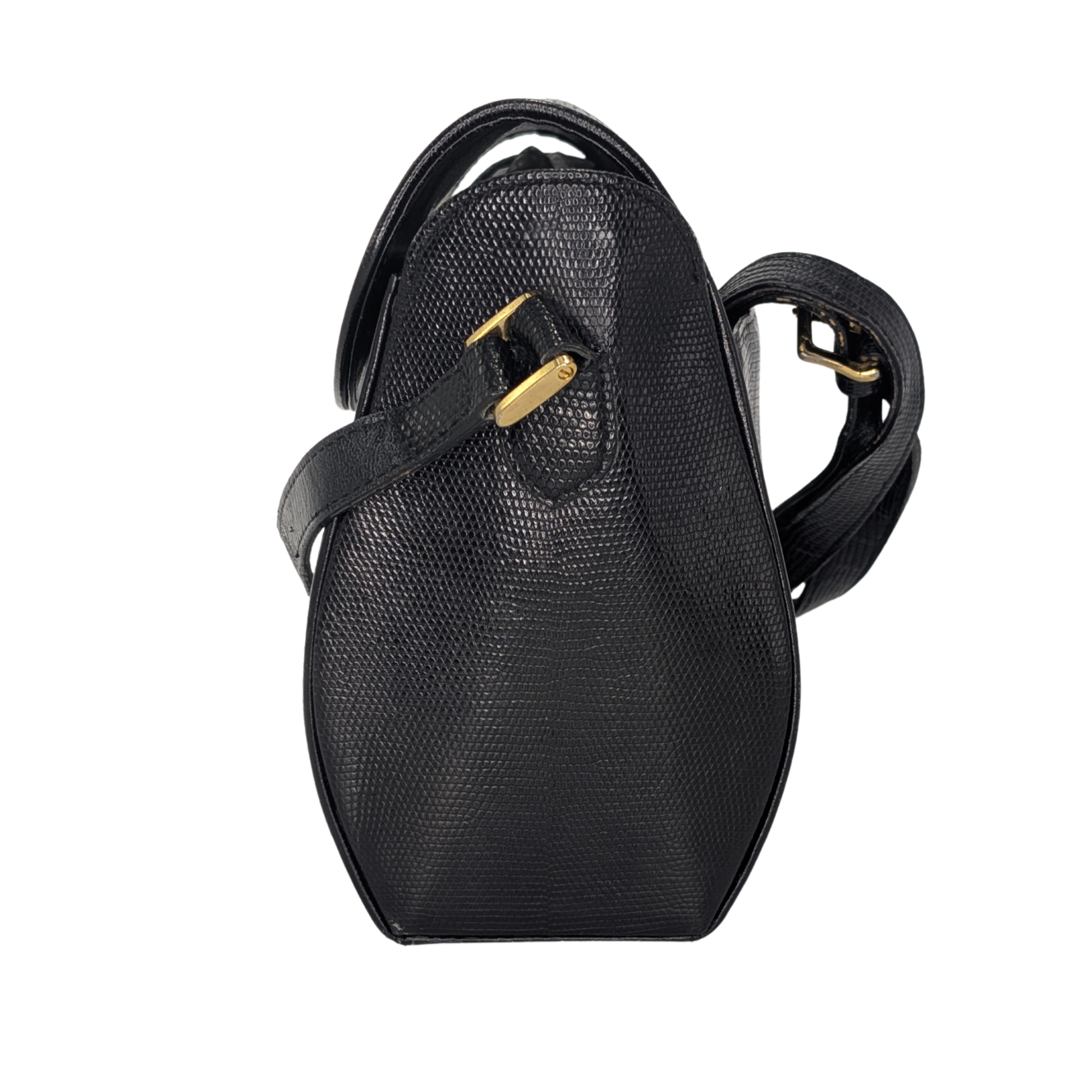 Saint Laurent Black Lizard Embossed Crossbody/Shoulder Bag