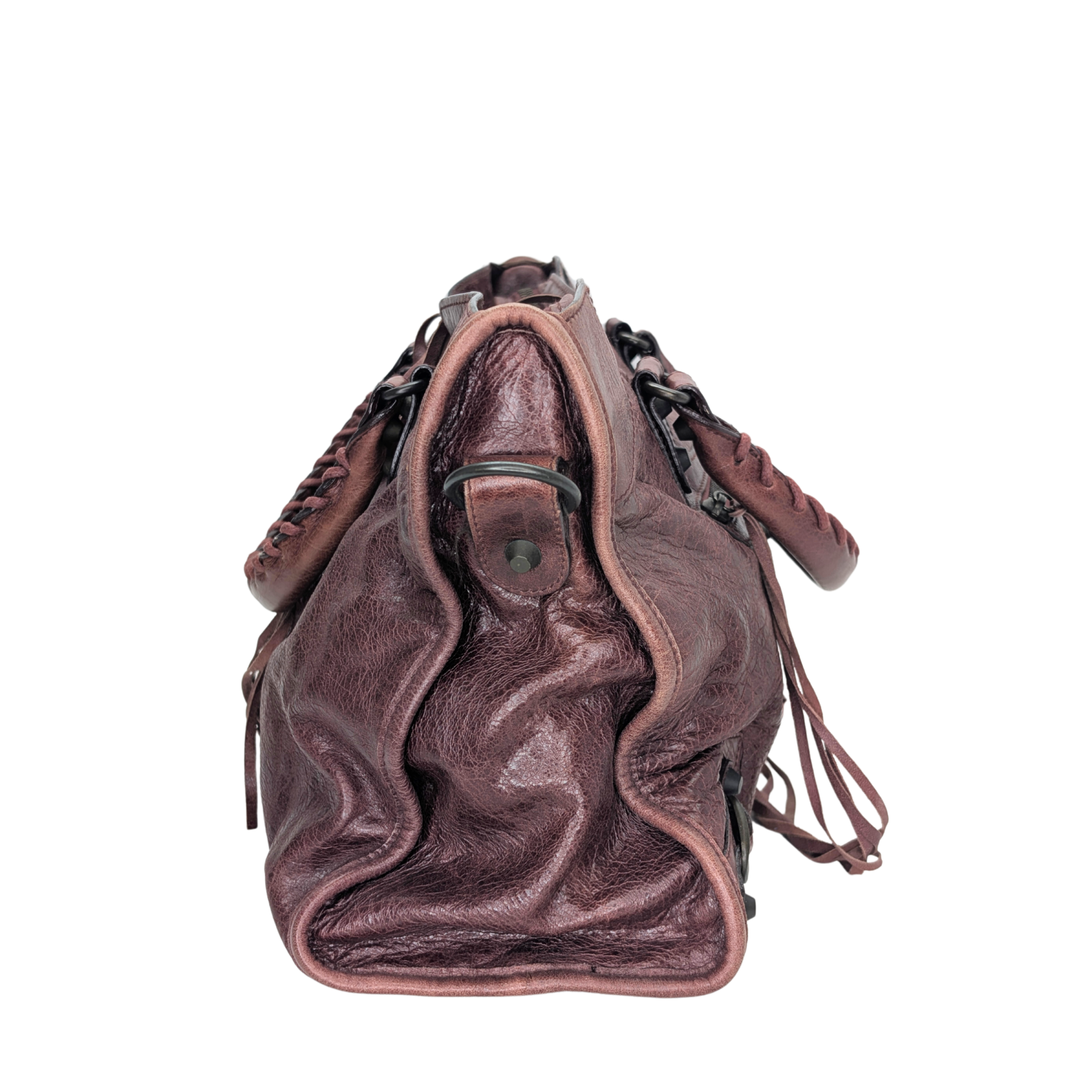 Balenciaga Motorcycle City Shoulder Bag Dark Burgundy