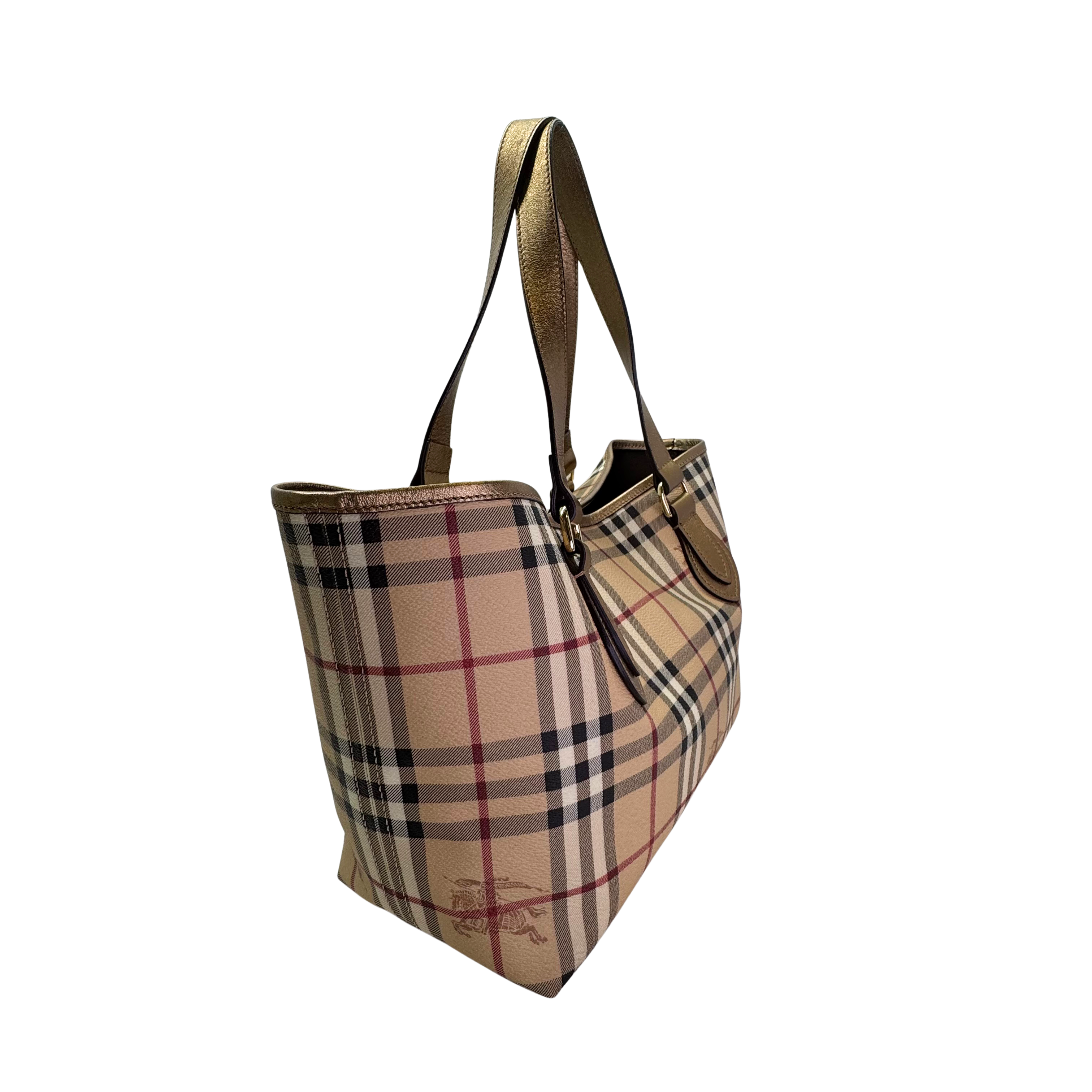 Burberry Medium Haymarket Tote Bag Beige