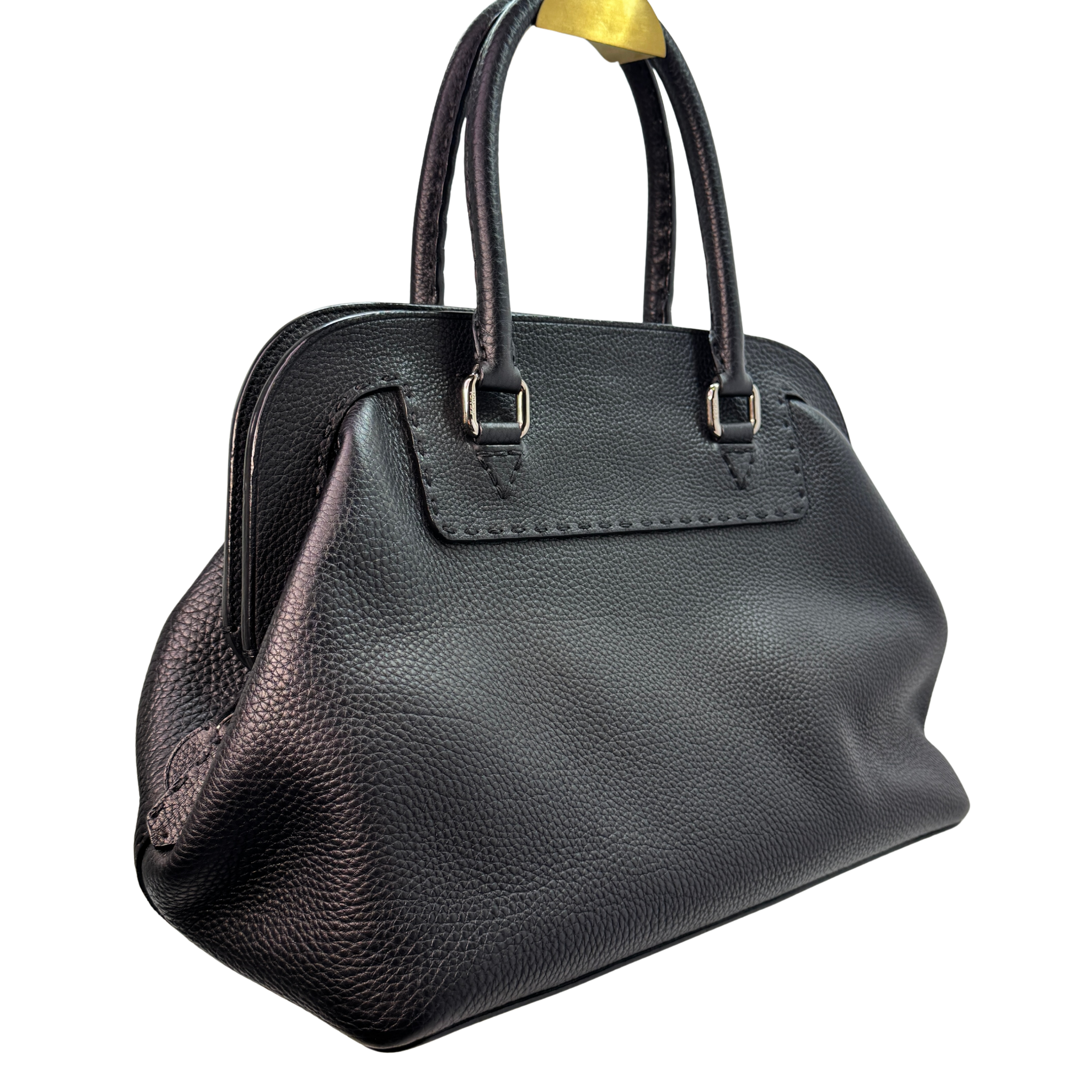 Fendi Cuoio Romano Selleria Adele 1328 Bag Black