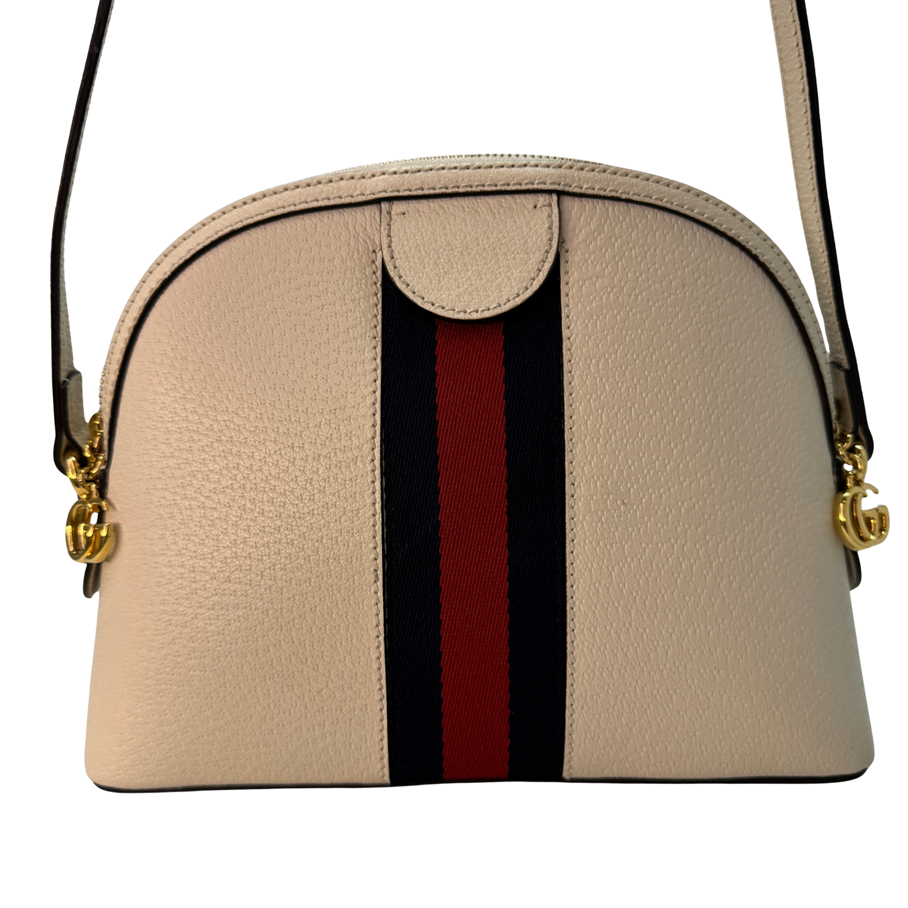 Gucci Textured Dollar Small Ophidia Dome Shoulder Bag Beige