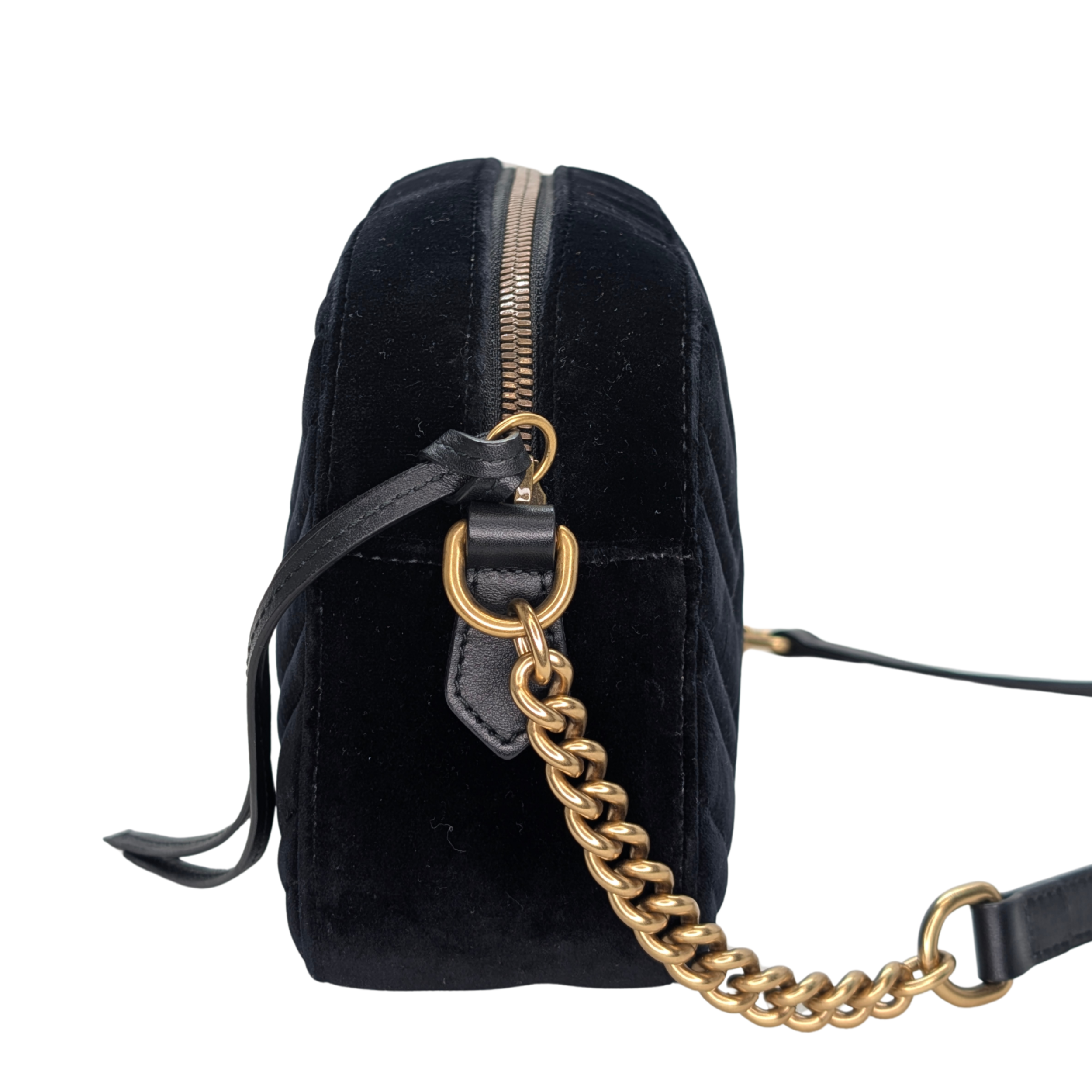 Gucci Marmont Velvet Small Camera Bag Black