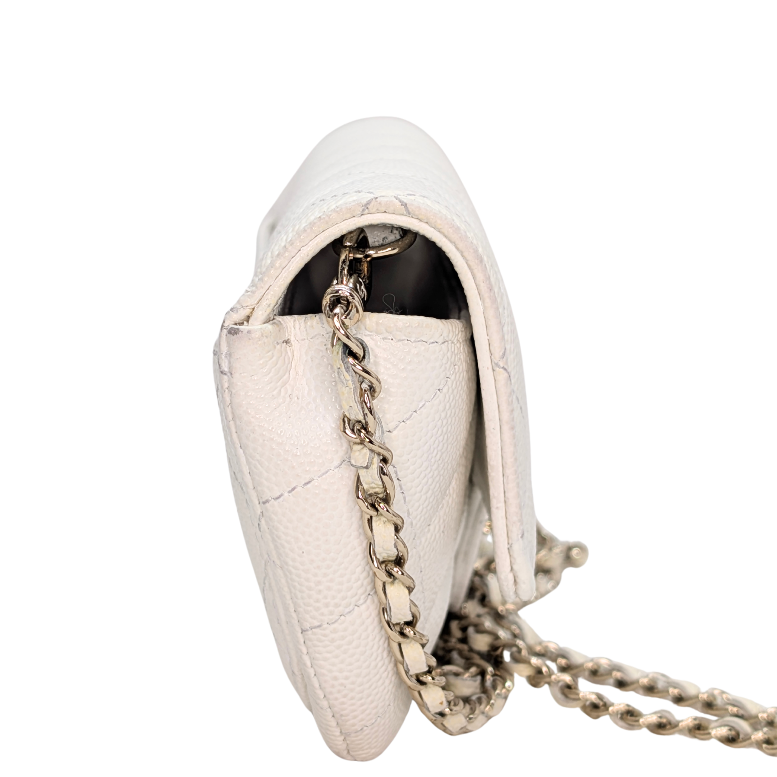 Chanel Sunglasses Quilted Caviar Sunglasses Case Bag White