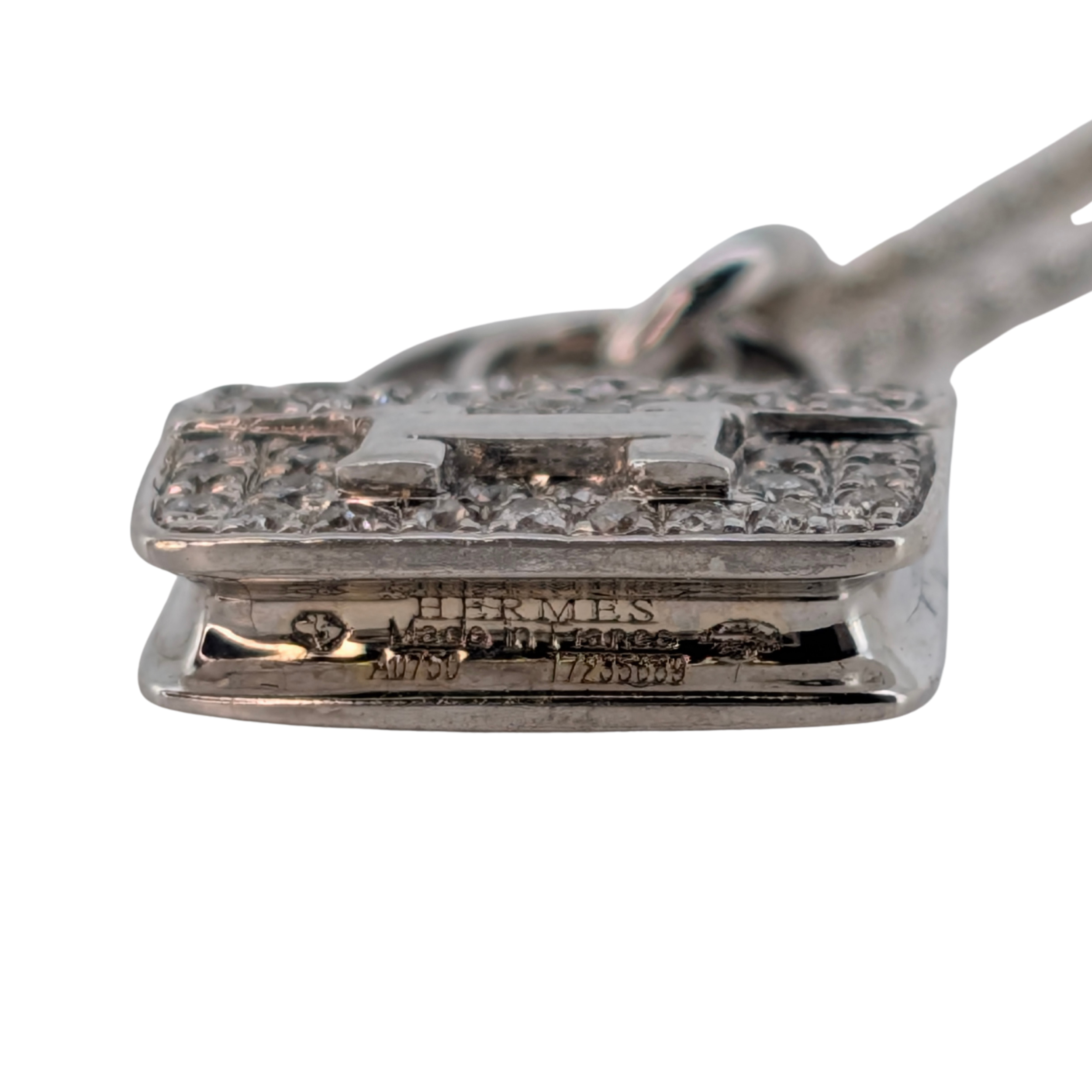 Hermes Constance Amulette Pendant Necklace 18k White Gold With Diamonds