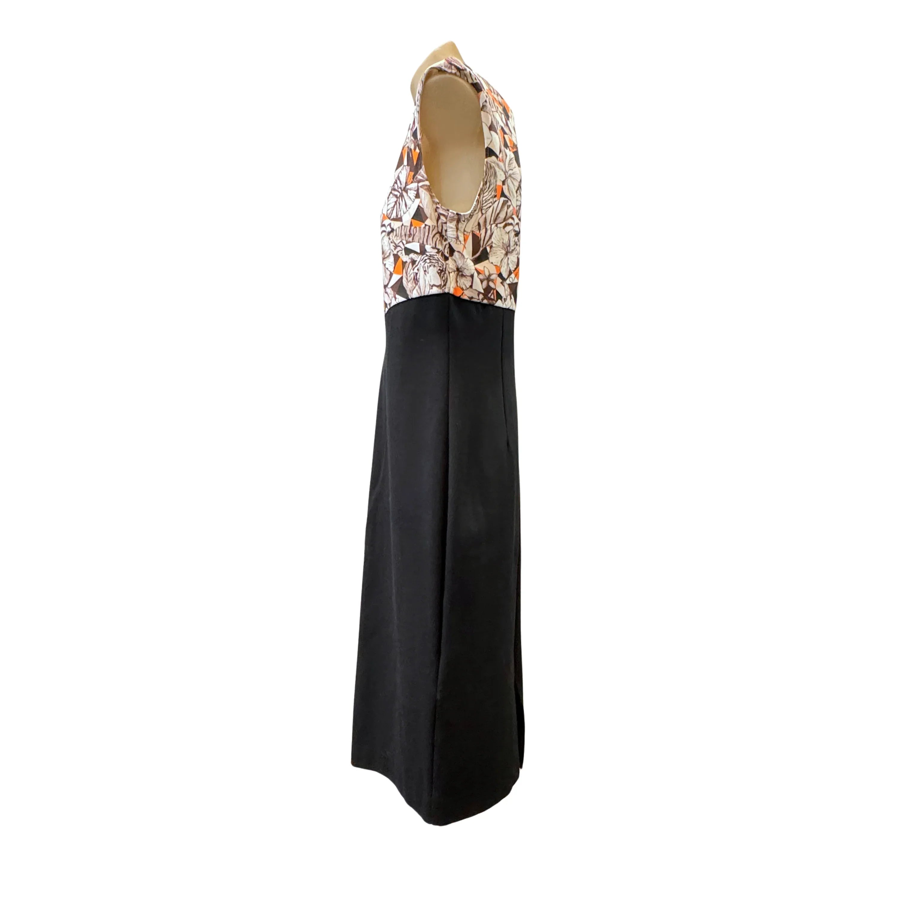 Roberto Cavalli Floral Print V-Neck Cap Sleeve Midi Dress Size 44