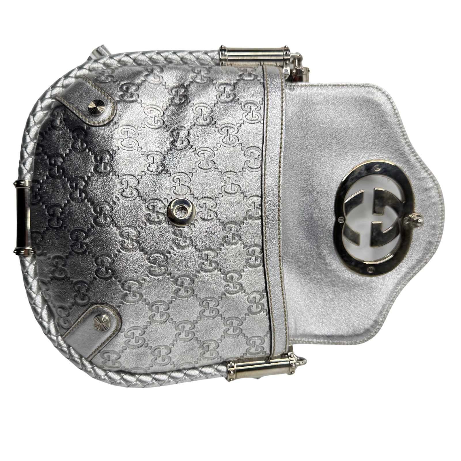 Gucci Guccissima Small Britt Tassel Shoulder Bag – Silver