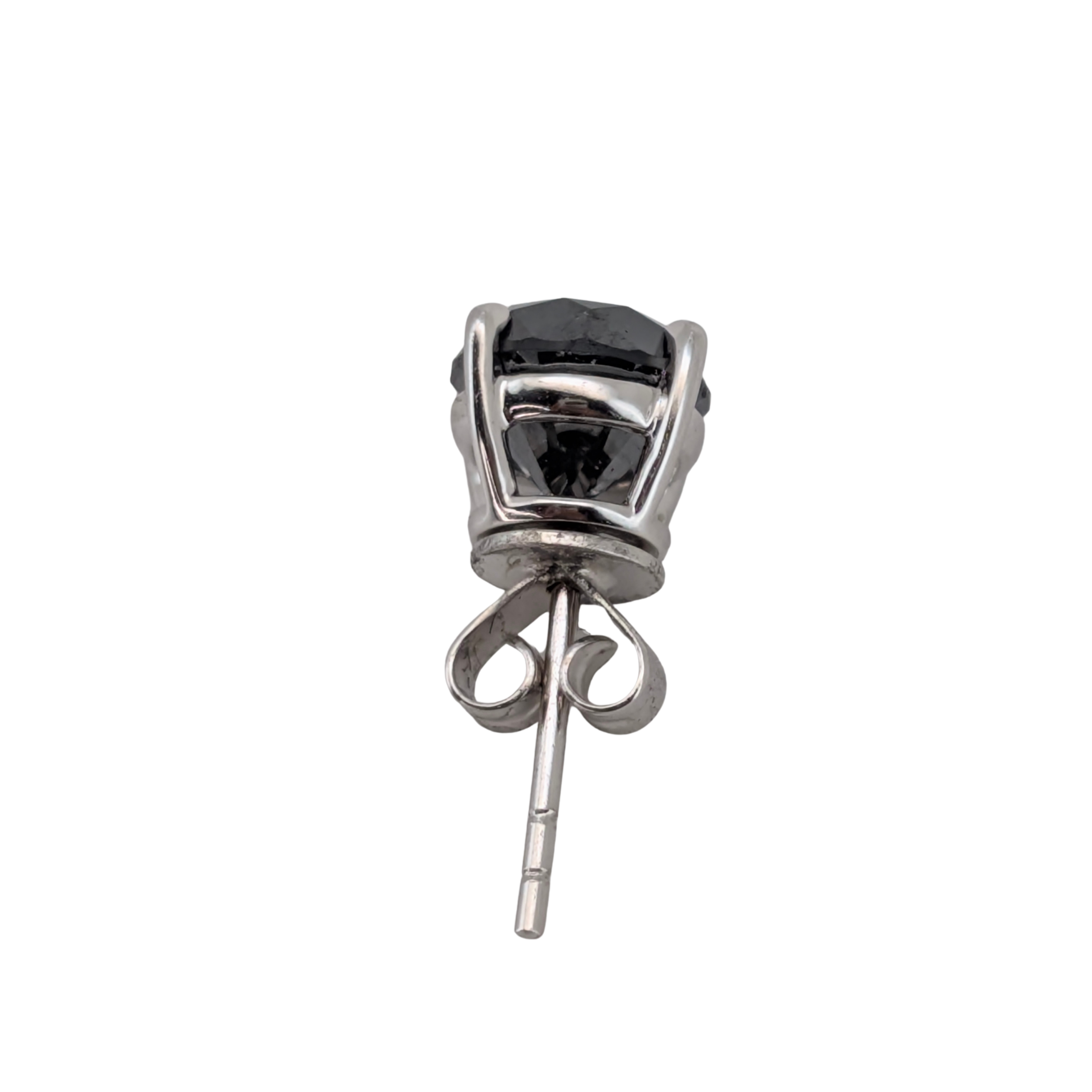 3.0Ct Black Diamond Brilliant Cut Stud Earrings On 14K White Gold