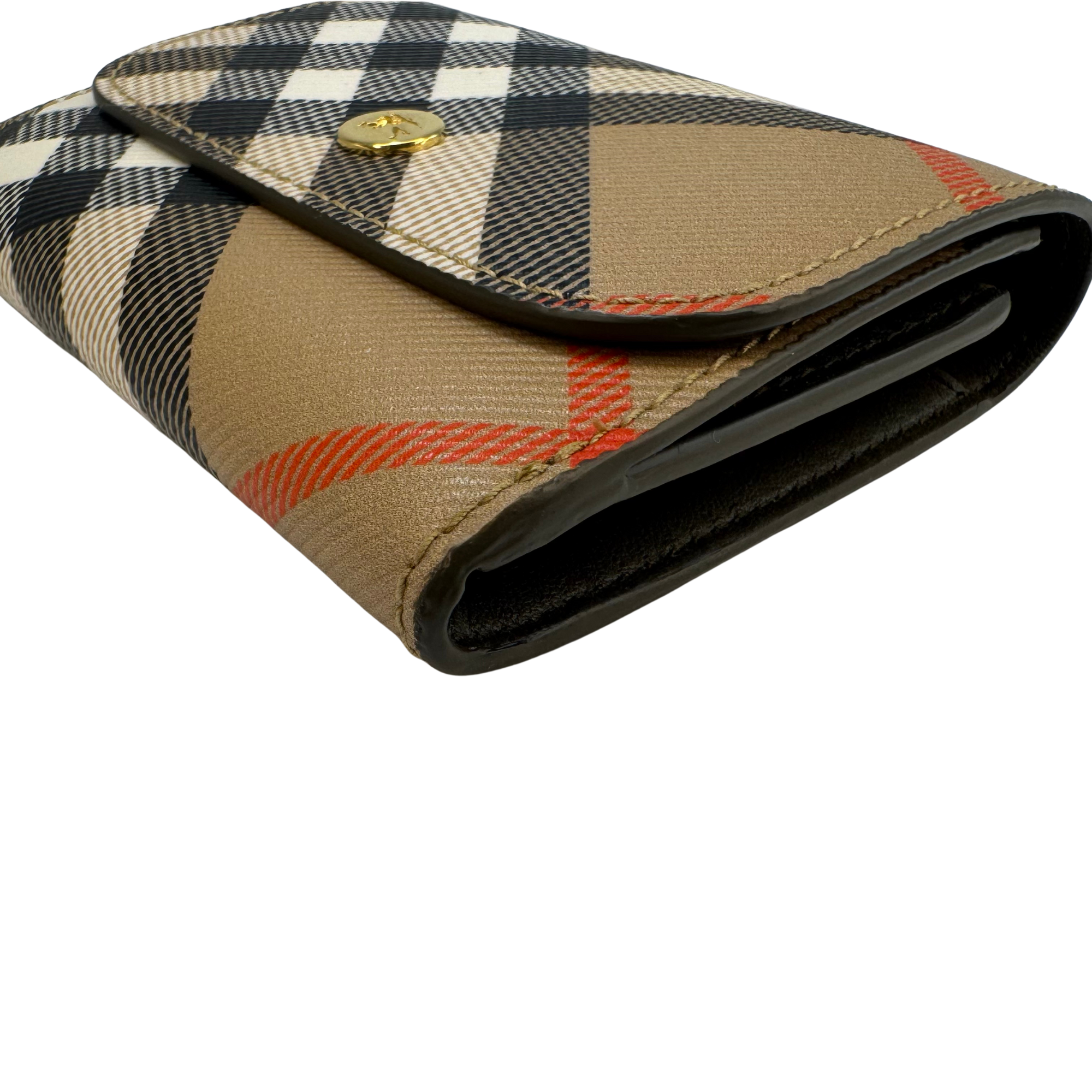 Burberry Check Coin Card Case Wallet Beige