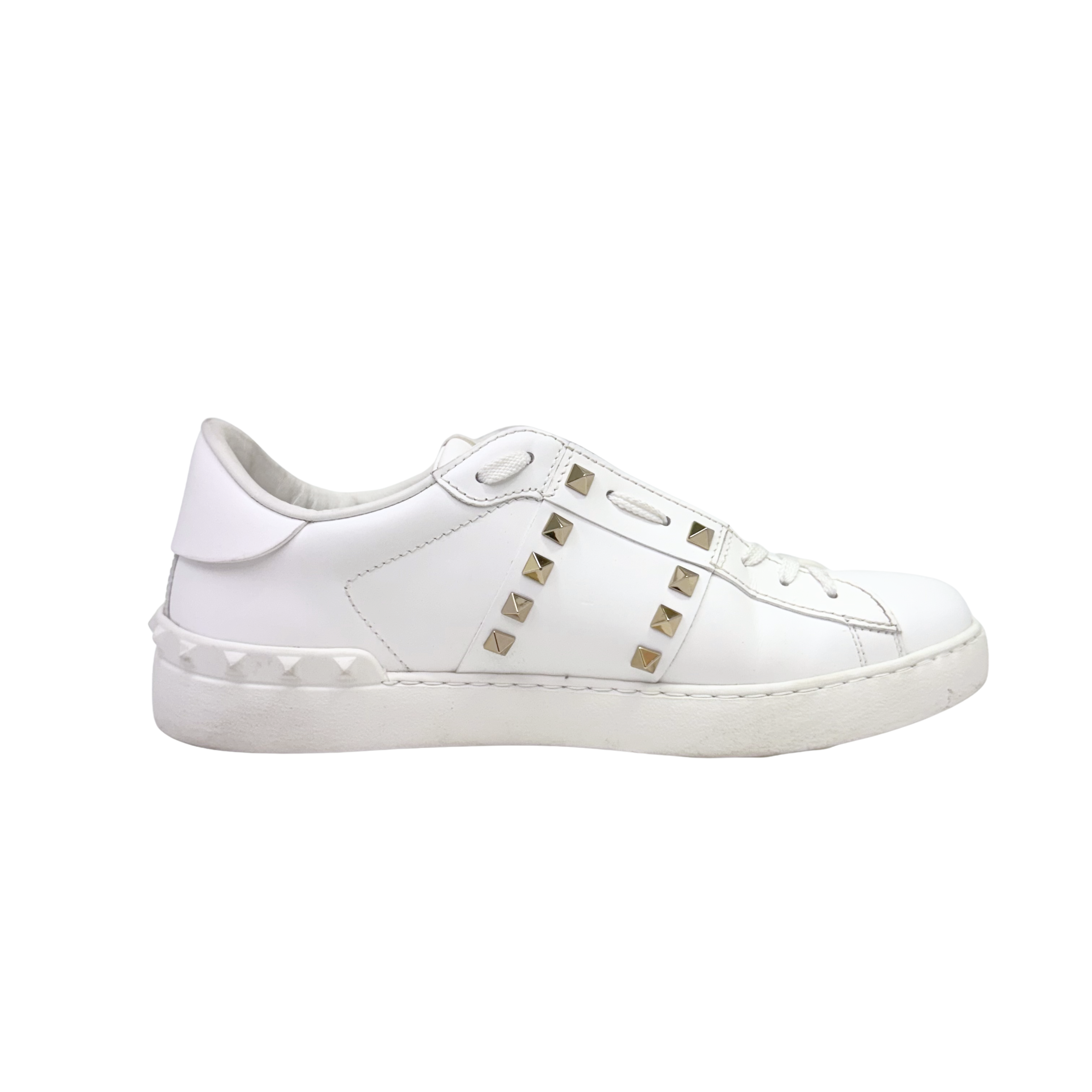 White Valentino RockStud Sneakers, 8 US
