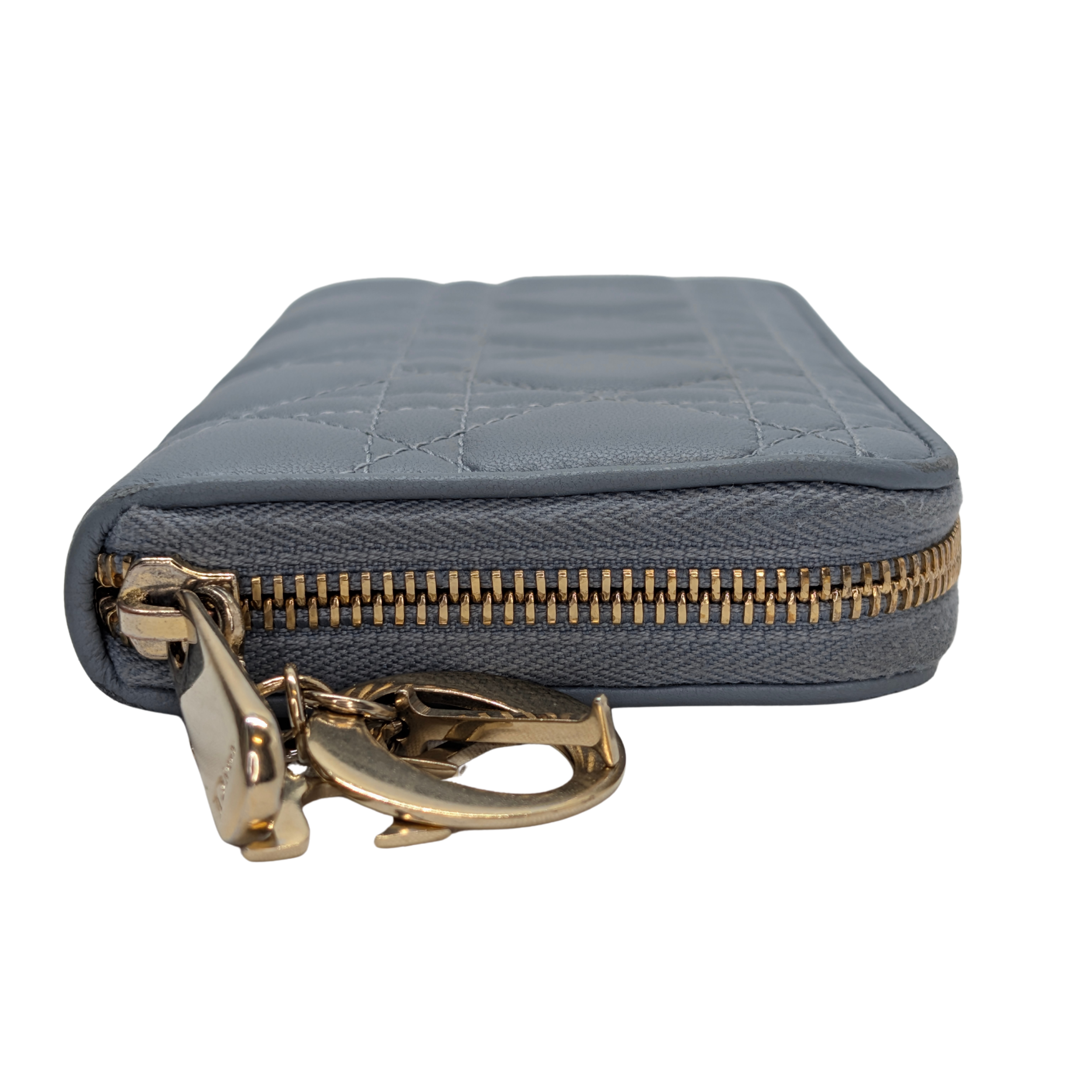 Dior Lady Voyageur Wallet In Cloud Blue Lambskin