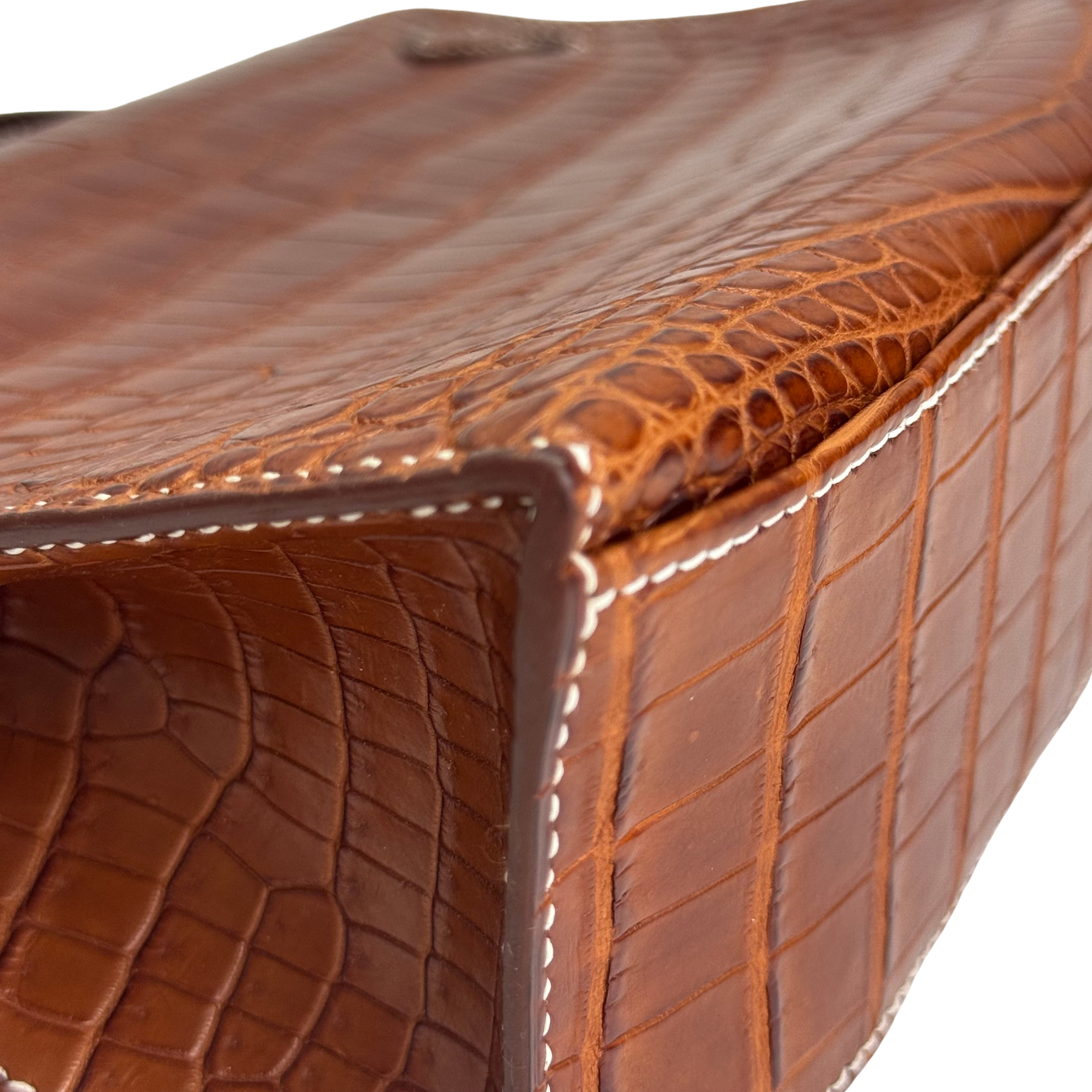 Hermes Kelly Pochette Fauve Niloticus Crocodile PHW □ J Stamp