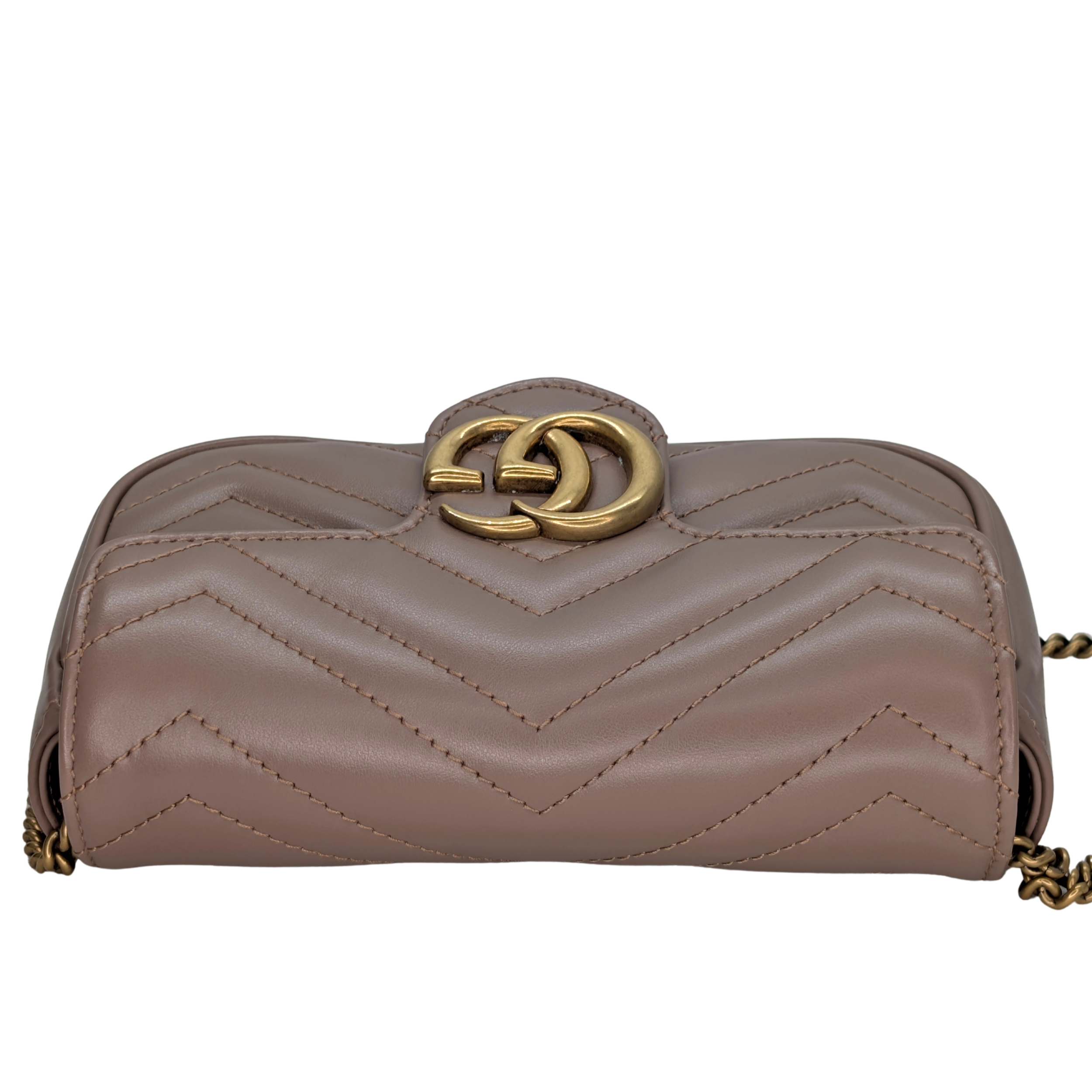 Gucci GG Marmont Matelasse Super Mini Shoulder Bag Taupe